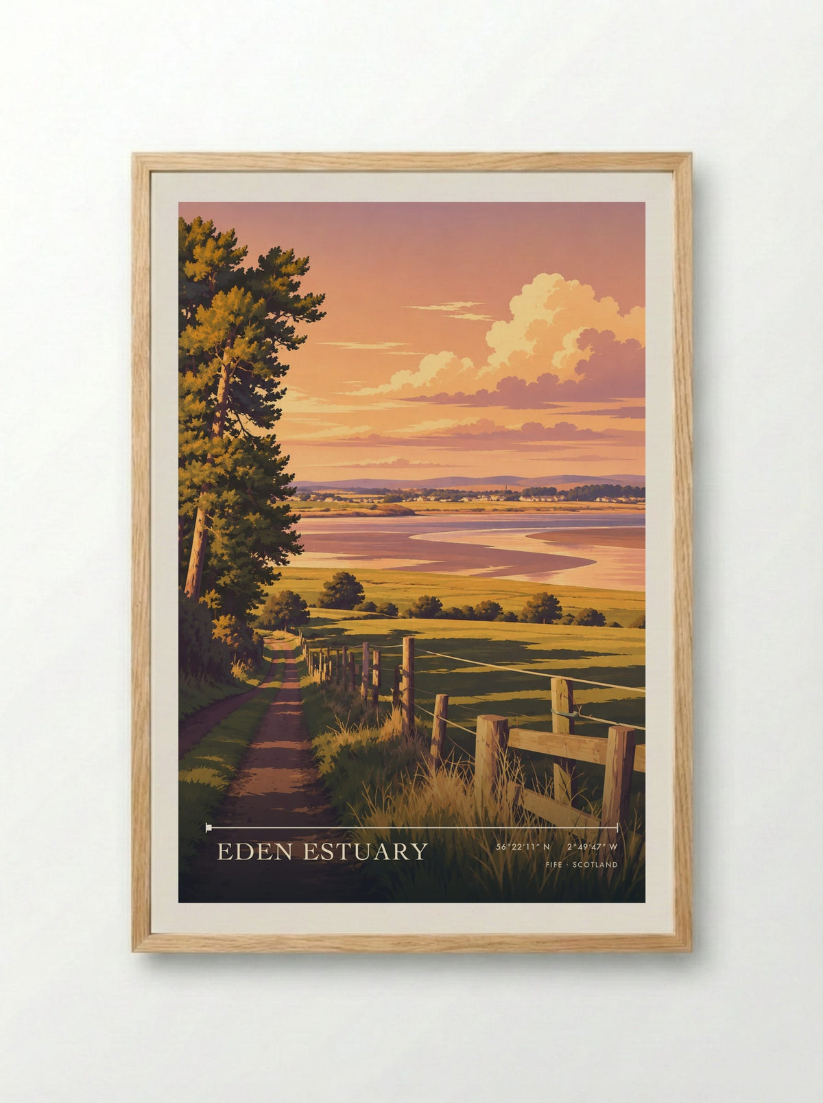 Eden Estuary, Fife | Travel Poster - Framed Print Wood