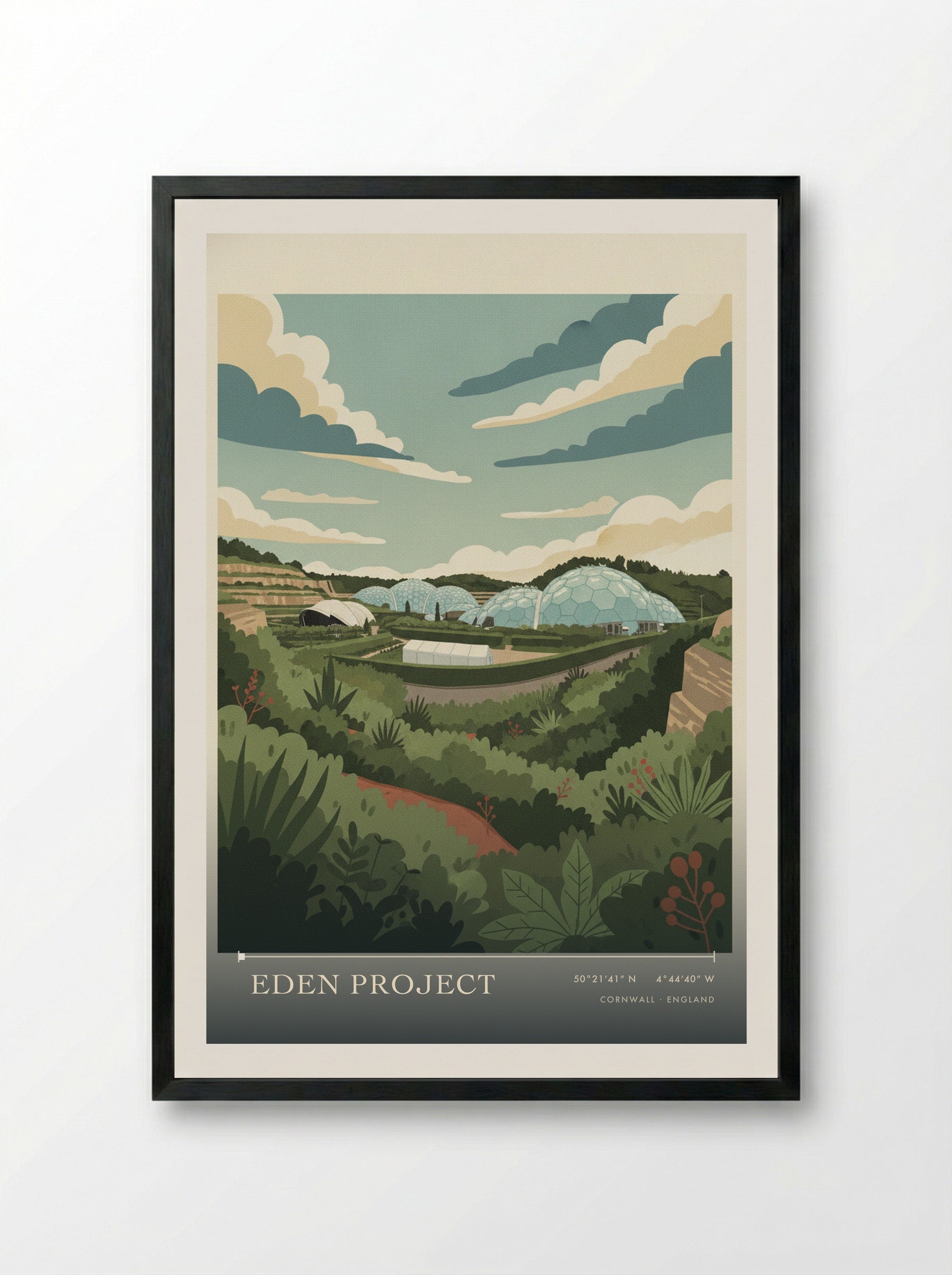 Eden Project Cornwall England Travel Poster - Framed Print Black