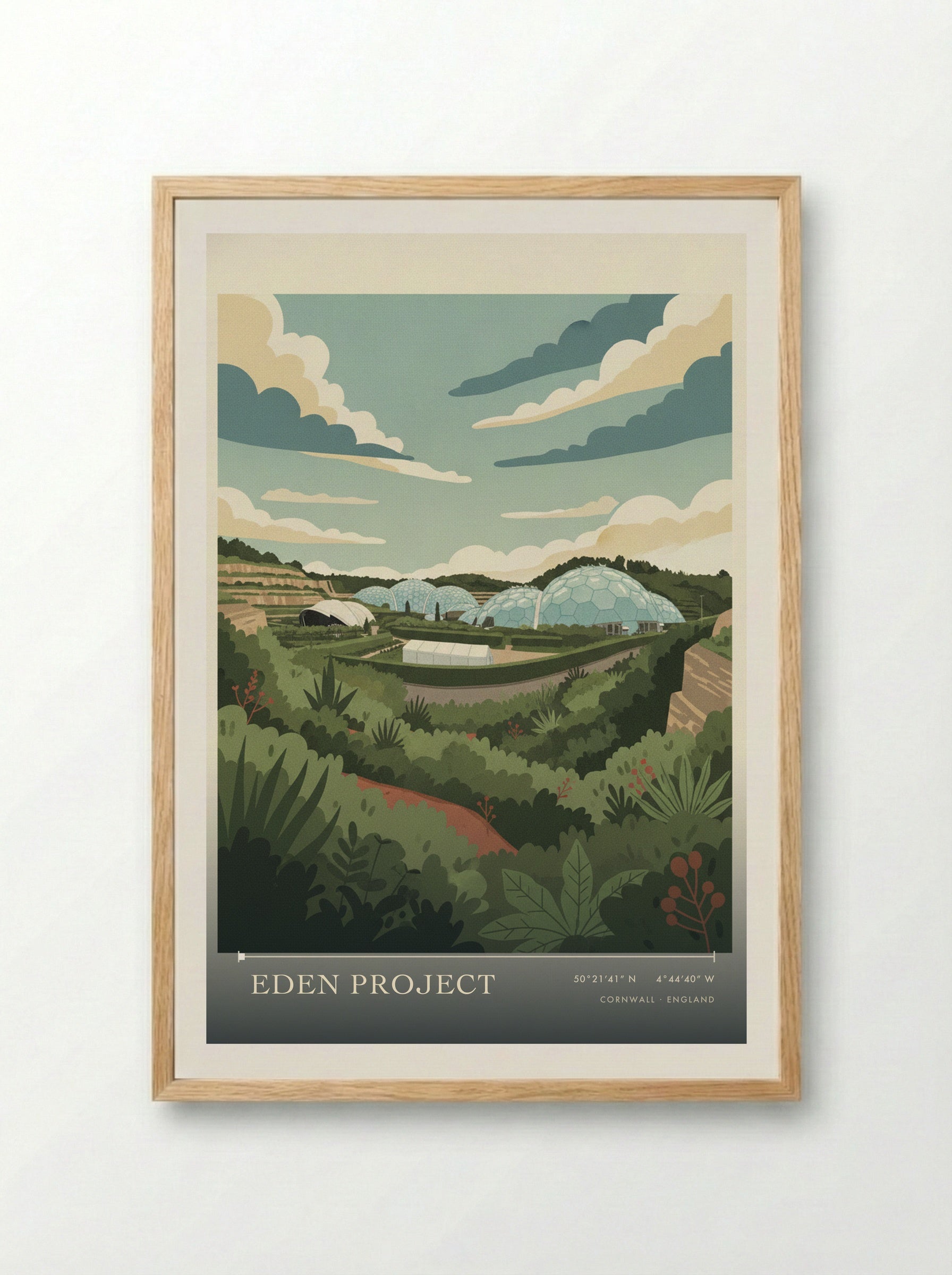Eden Project Cornwall England Travel Poster - Framed Print Wood