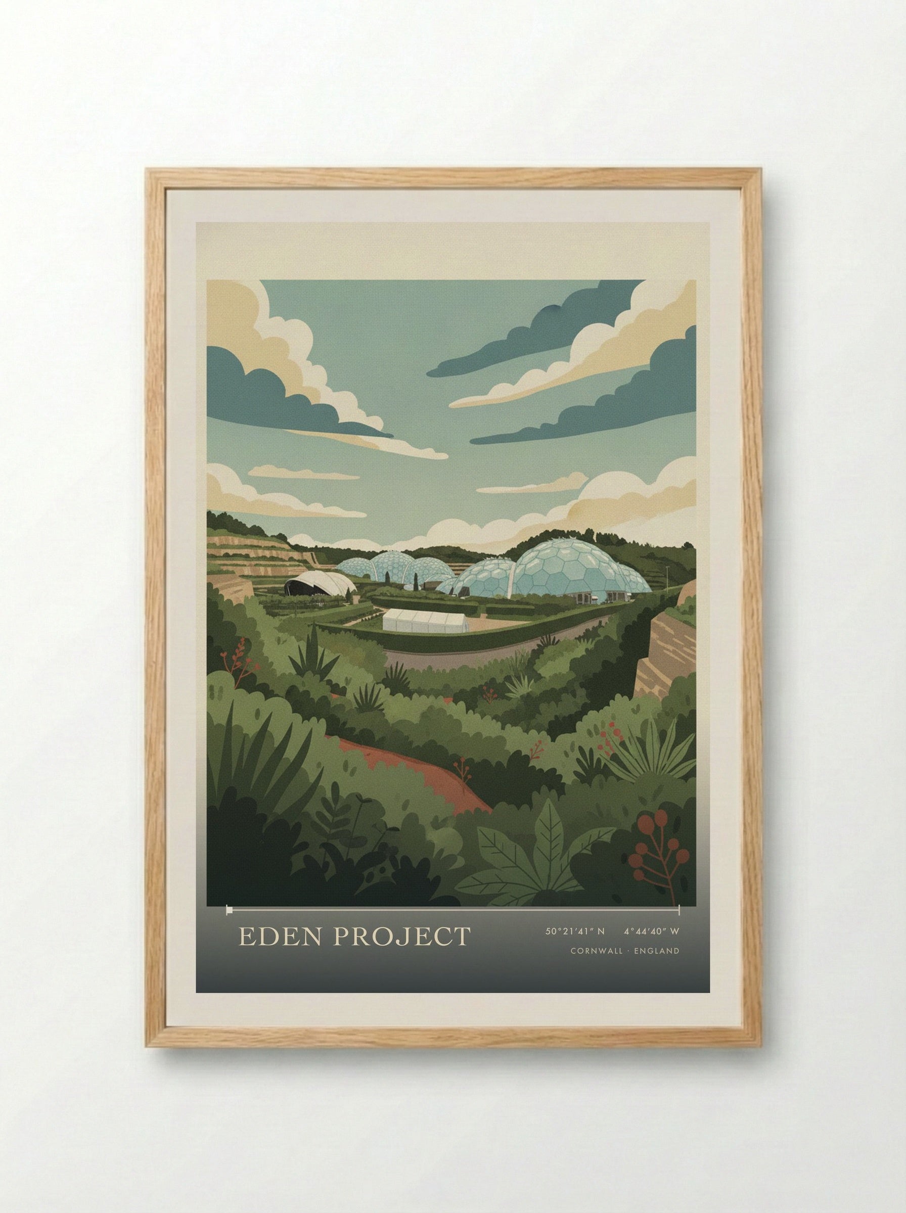 Eden Project Cornwall England Travel Poster - Framed Print Wood