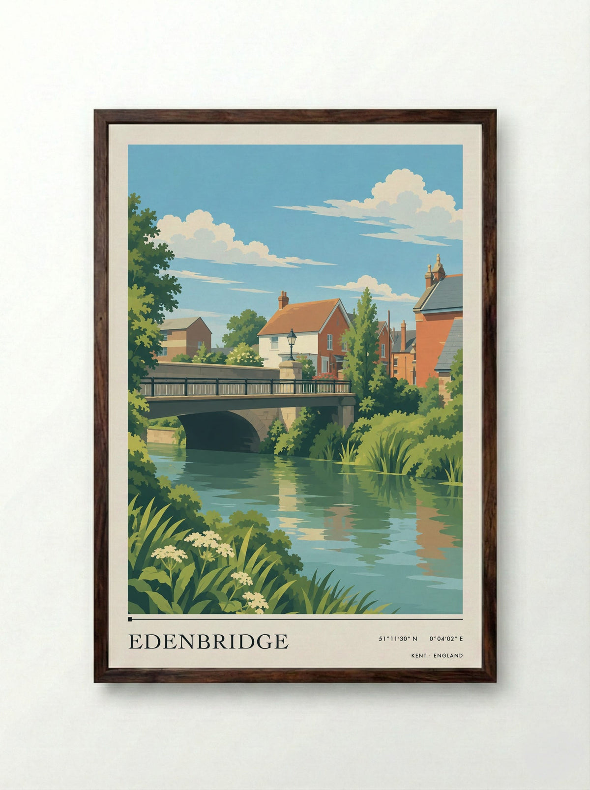 Edenbridge, Kent | Travel Poster - Framed Print Dark Wood