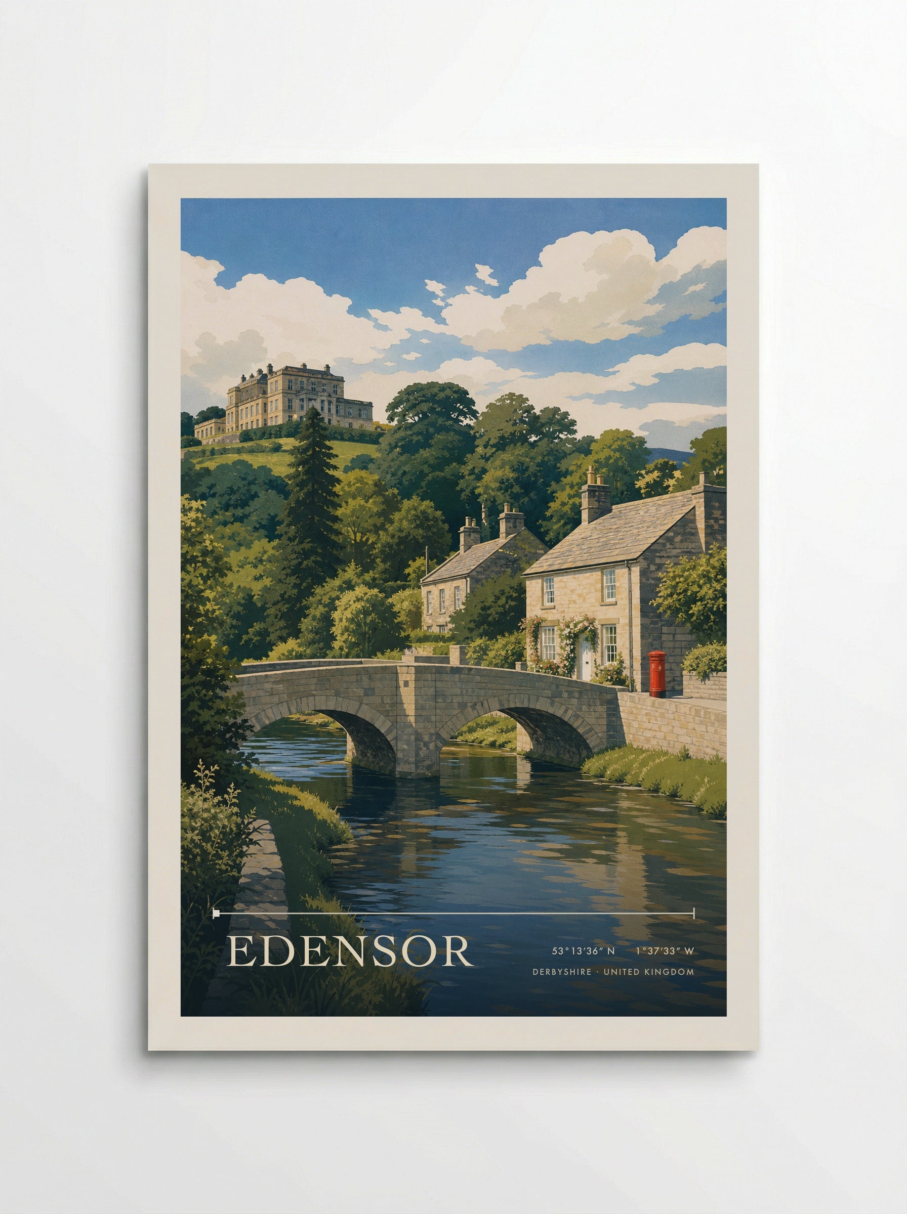 Edensor Derbyshire United Kingdom Travel Poster - Poster