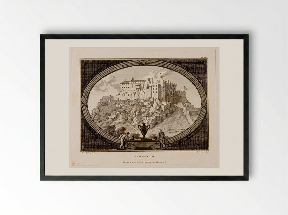 Edinburgh Castle - Francis Chesham - Framed Print Black