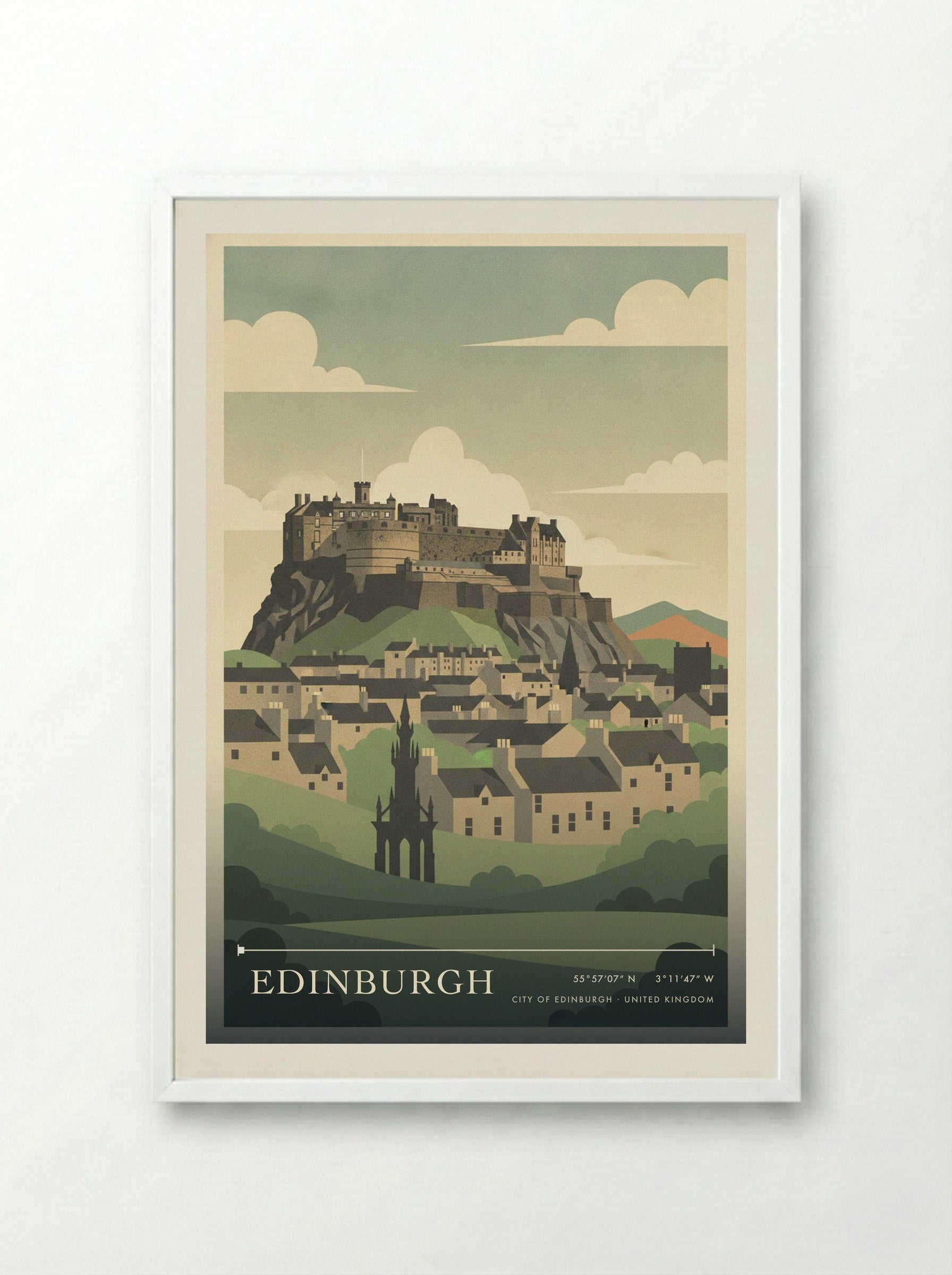 Edinburgh City of Edinburgh United Kingdom Travel Poster - Framed Print White