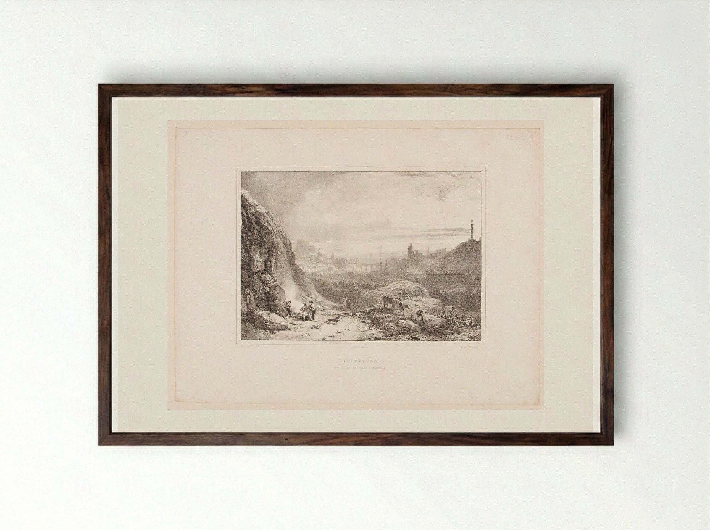 Edinburgh Seen from the Chapel of Saint Anthony - Richard Parkes Bonington - Framed Print Dark Wood