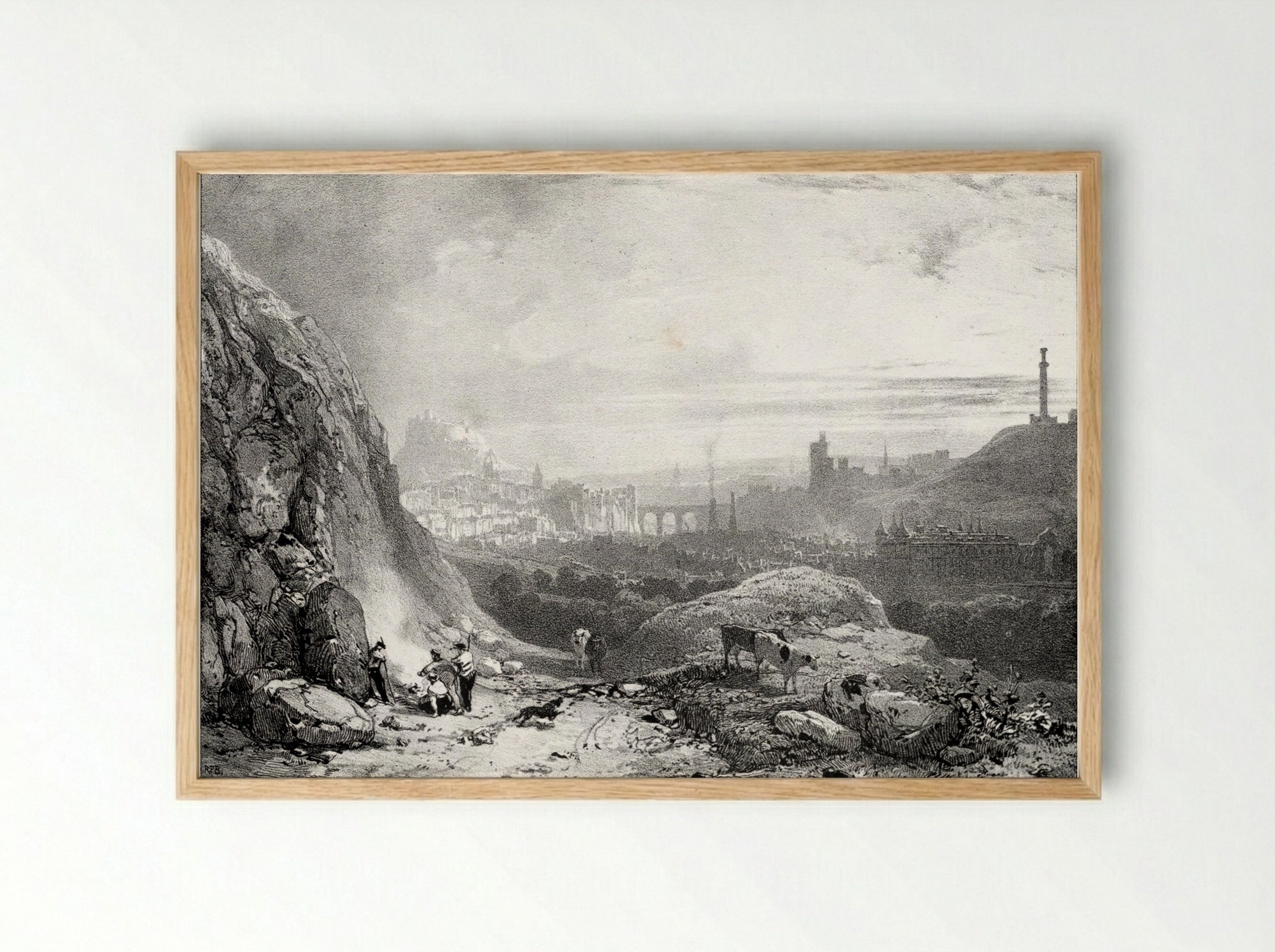 Edinburgh from St. Anthony Chapel - Richard Parkes Bonington - Framed Print Wood