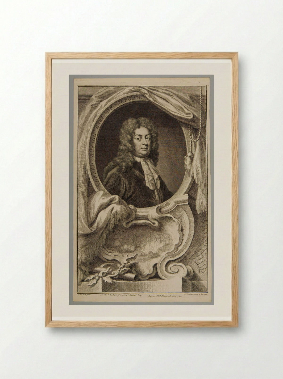 Edward Russell, Earl of Orford - Jacobus Houbraken - Framed Print Wood