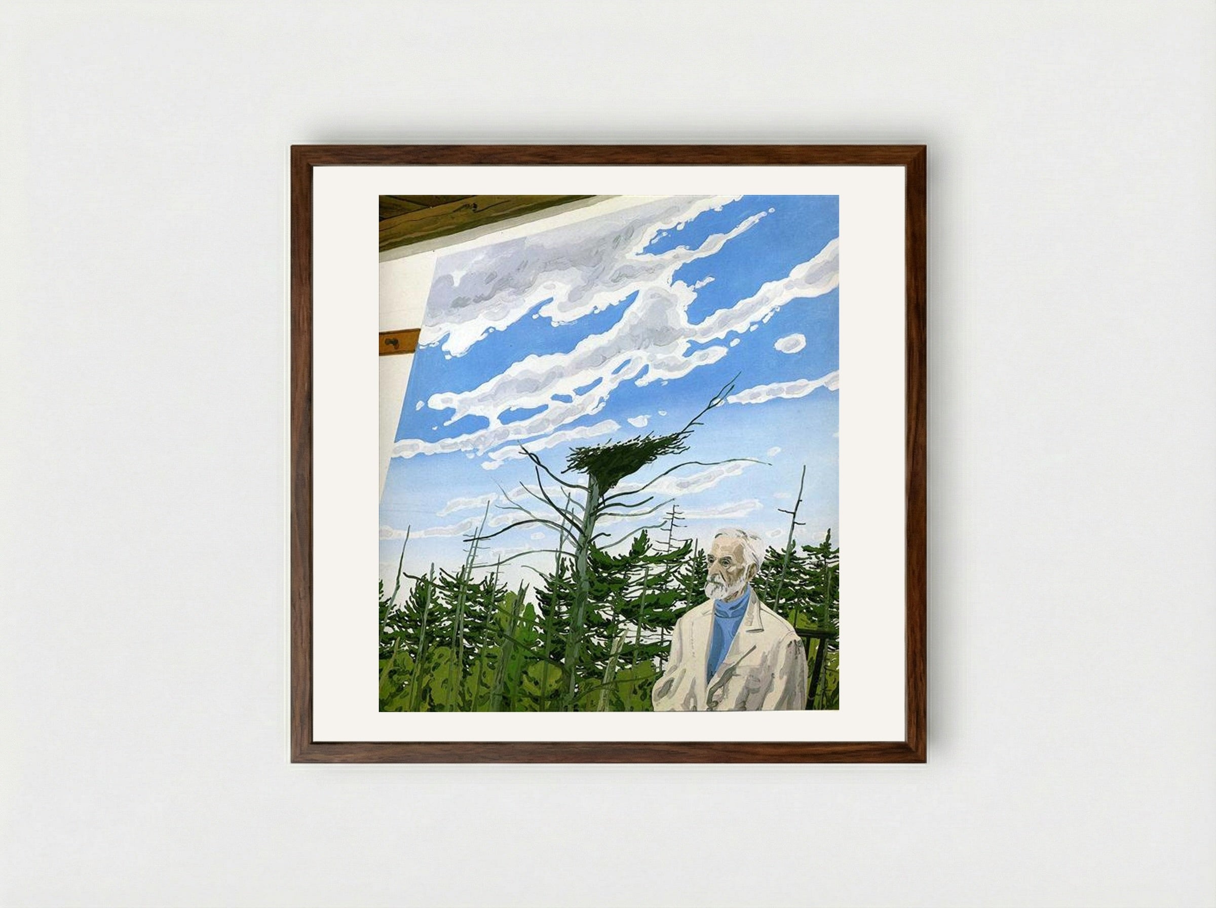 Edwin Before Osprey Nest - Neil Welliver - Framed Print Dark Wood