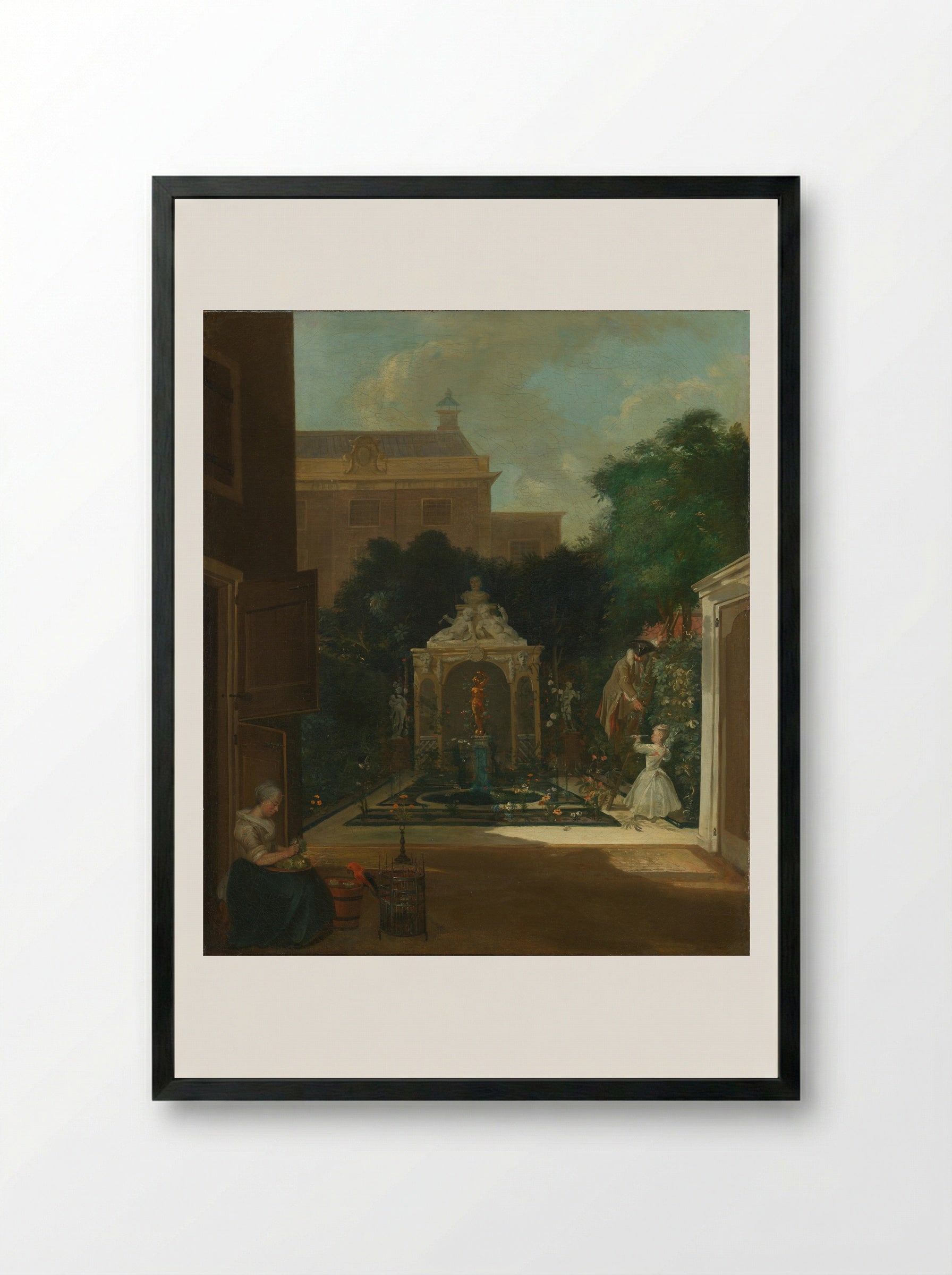 Een Amsterdamse stadstuin - Cornelis Troost - Framed Print Black