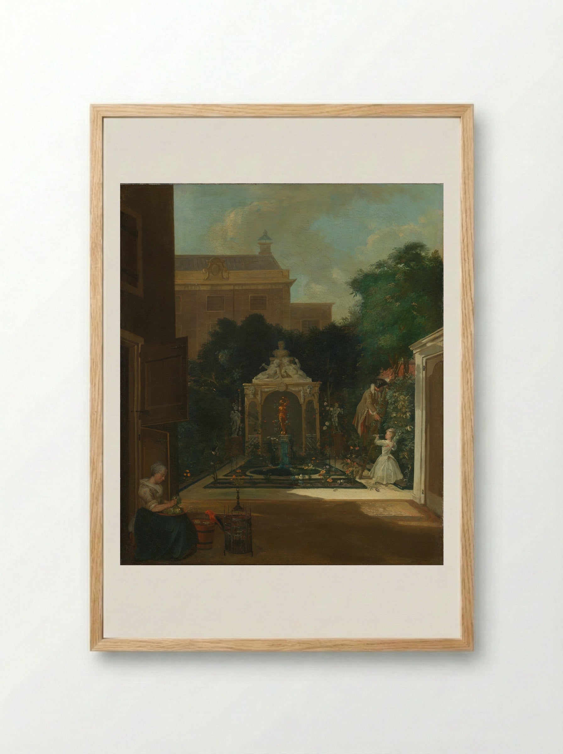 Een Amsterdamse stadstuin - Cornelis Troost - Framed Print Wood