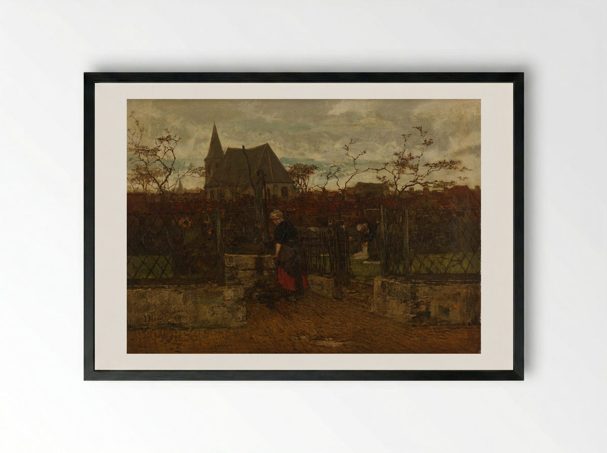 Een bleekveld (Bleaching Field) - Jacob Maris - Framed Print Black