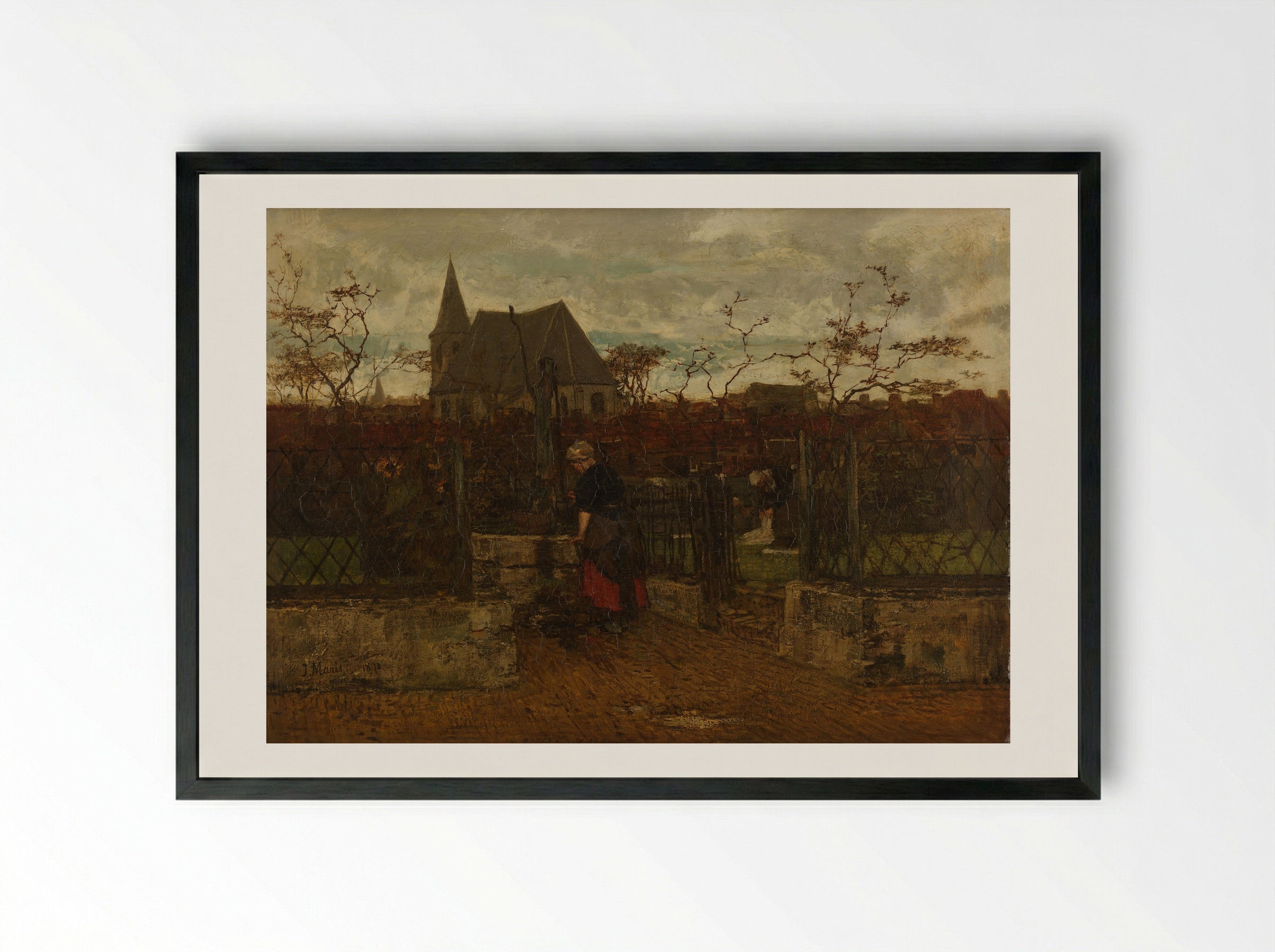 Een bleekveld (Bleaching Field) - Jacob Maris - Framed Print Black