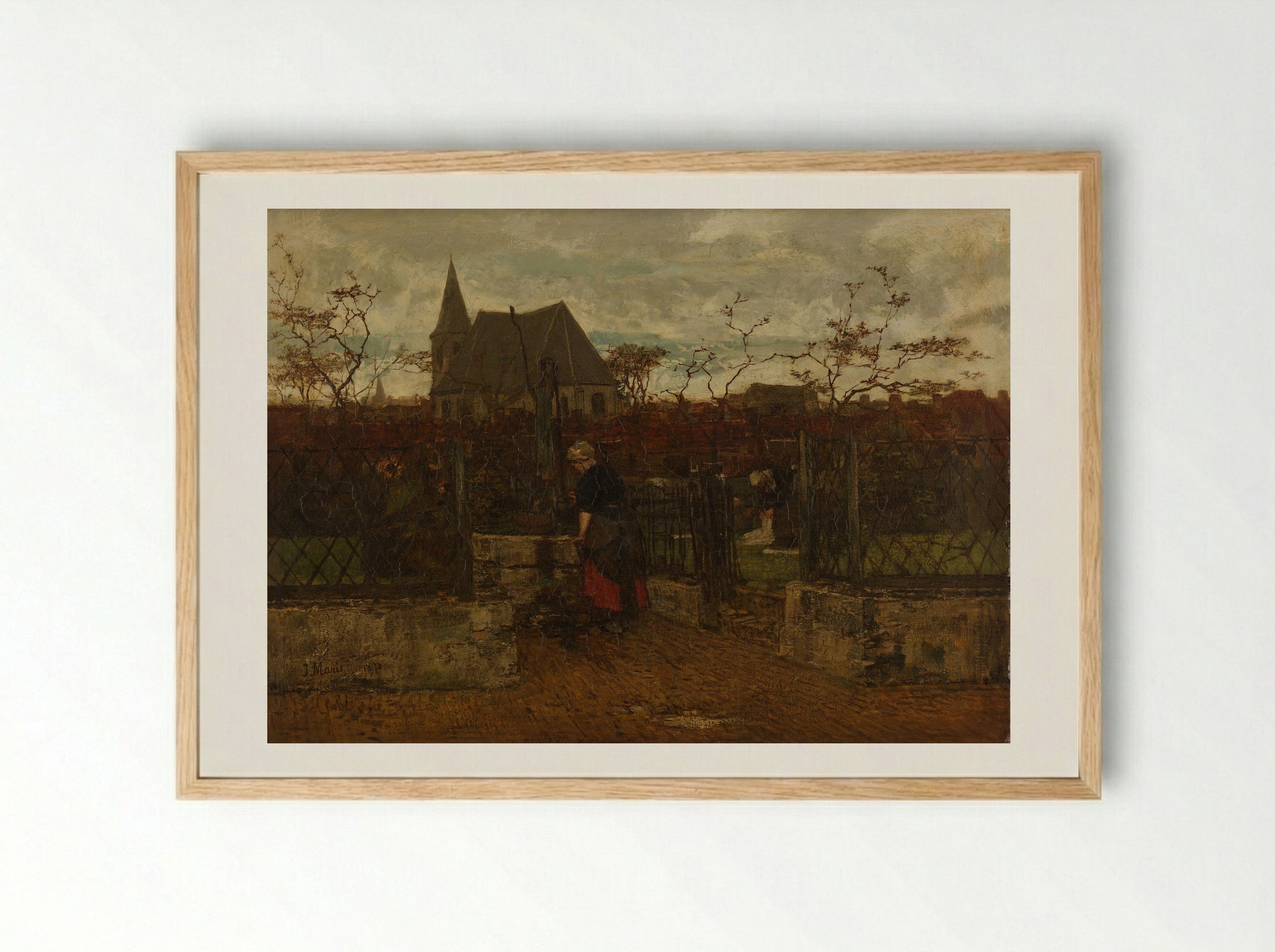 Een bleekveld (Bleaching Field) - Jacob Maris - Framed Print Wood