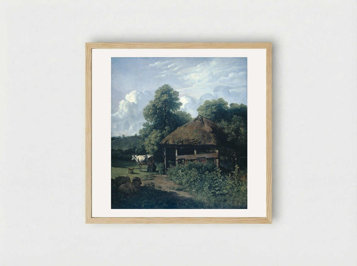 Een bouwhoeve in Gelderland - Wouter Johannes van Troostwijk - Framed Print Wood