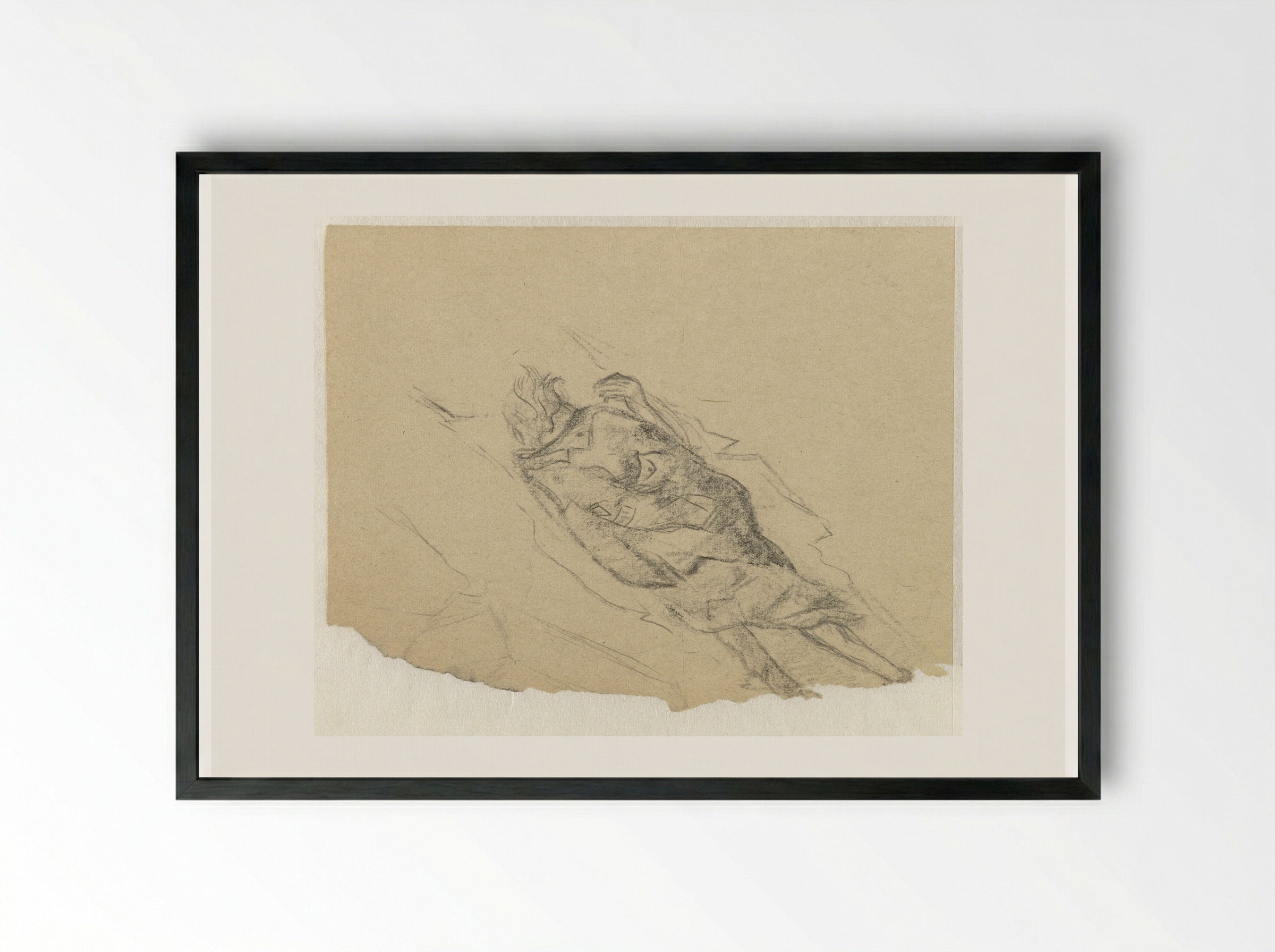 Een dode afgedekt met een jas - Aat Breur-Hibma - Framed Print Black