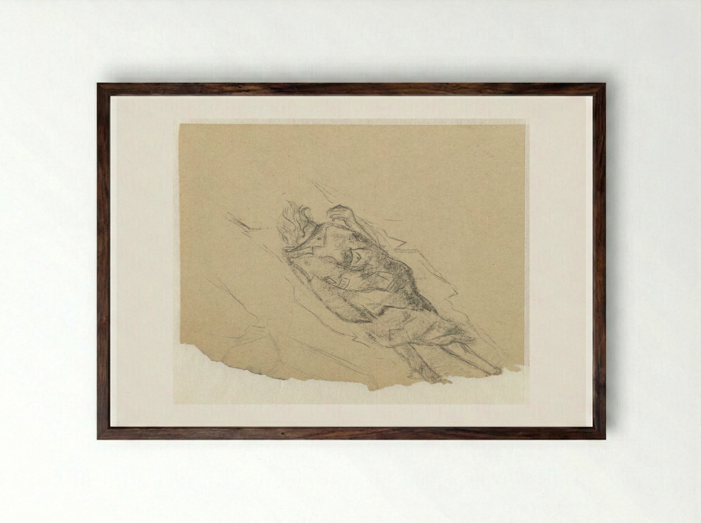Een dode afgedekt met een jas - Aat Breur-Hibma - Framed Print Dark Wood