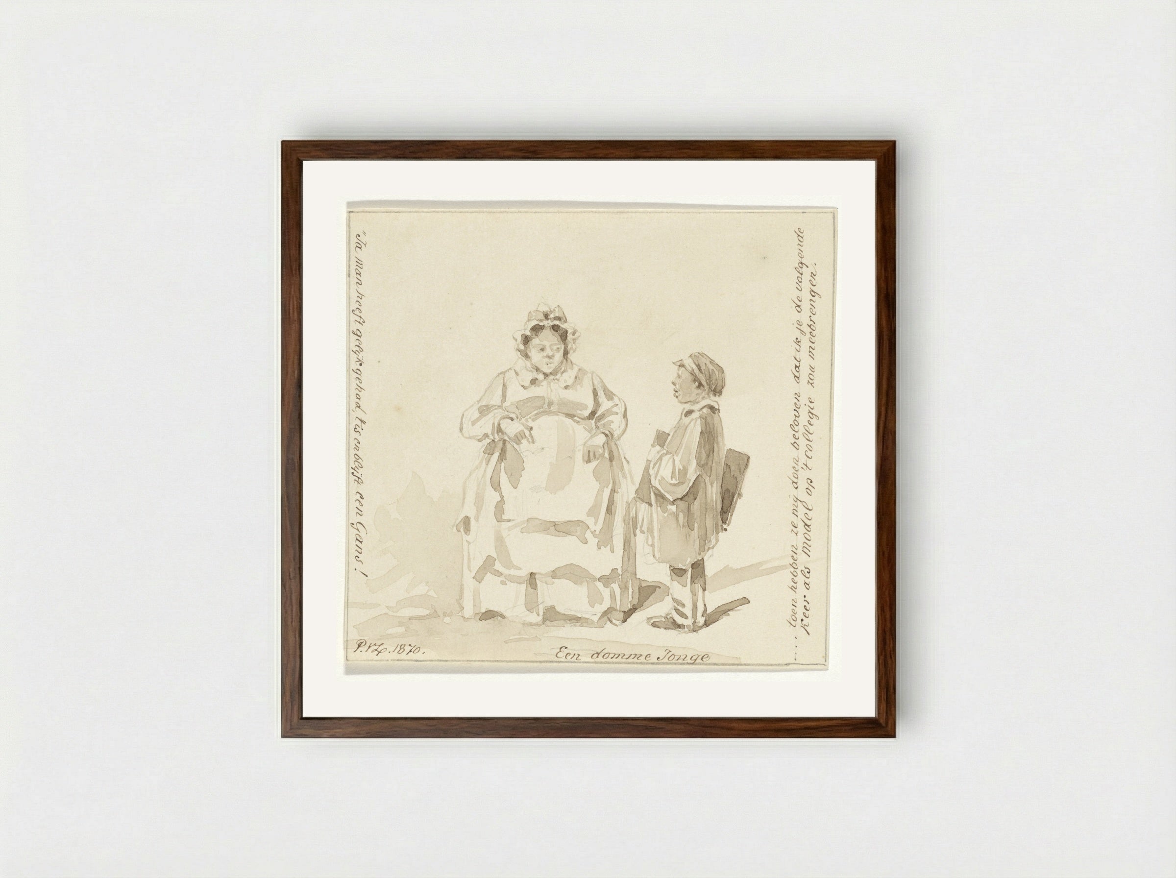 Een domme Jonge - Pieter van Loon - Framed Print Dark Wood
