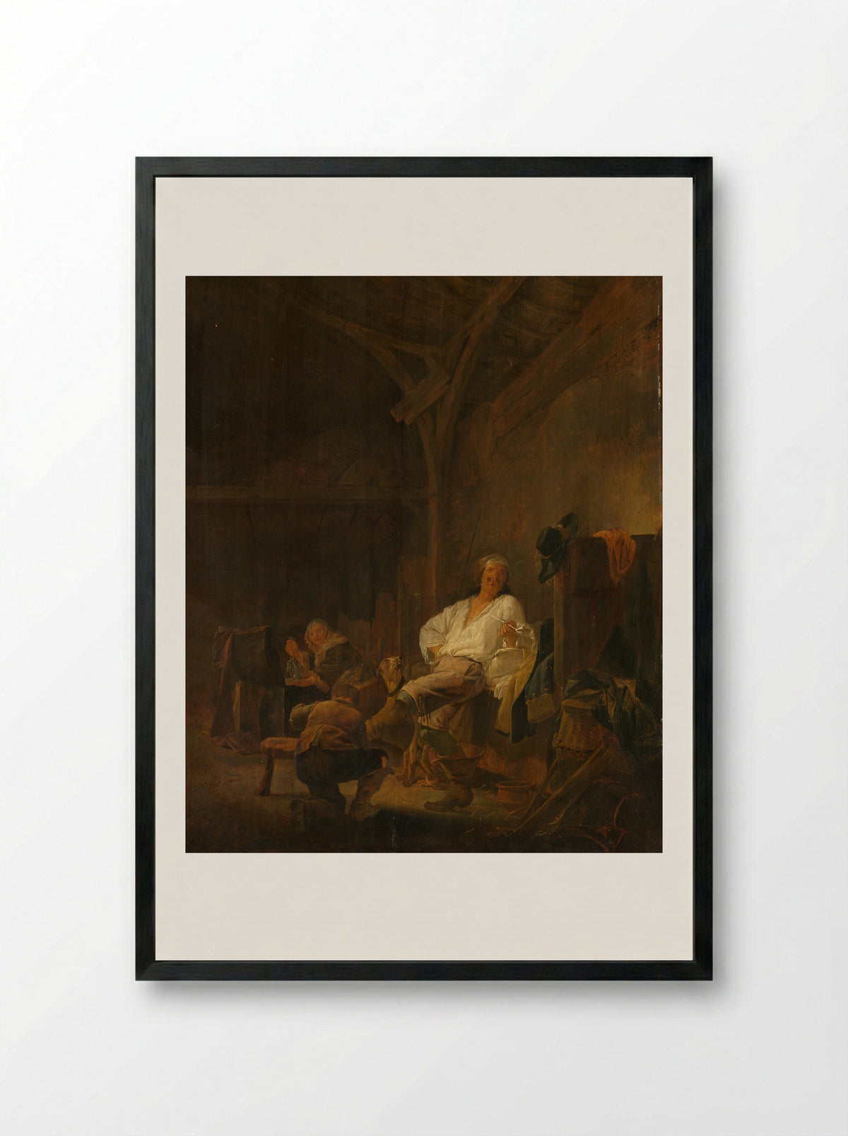 Een ingekwartierde officier - Maerten Stoop - Framed Print Black