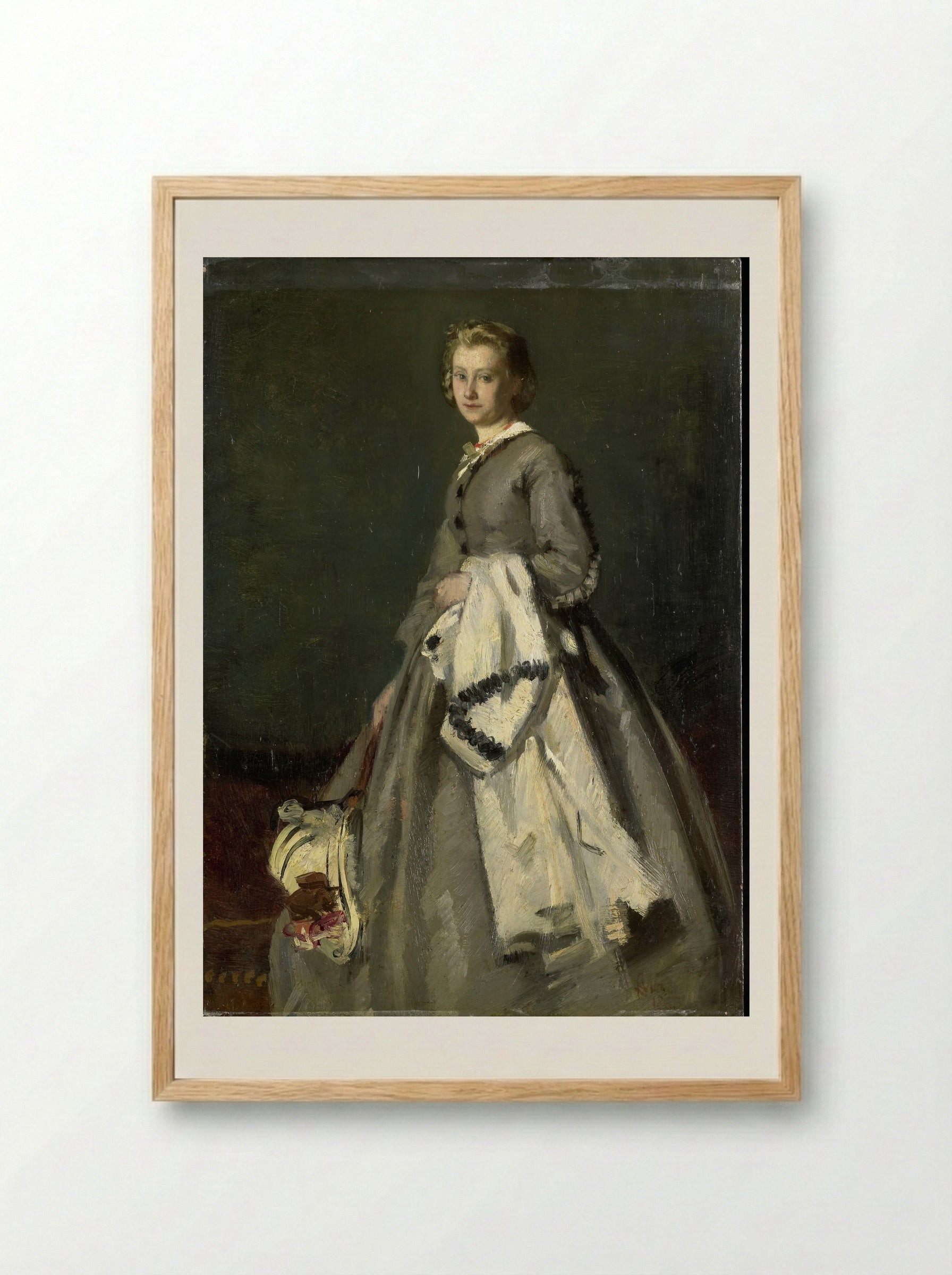 Een jonge vrouw - August Allebé - Framed Print Wood