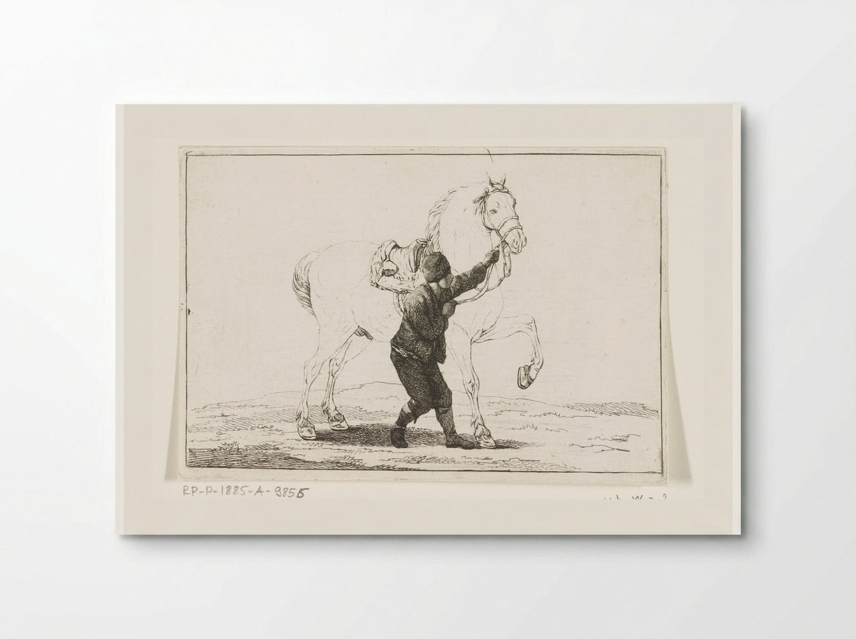 Een jongen houdt een paard aan de toom - Joannes Bemme - Poster