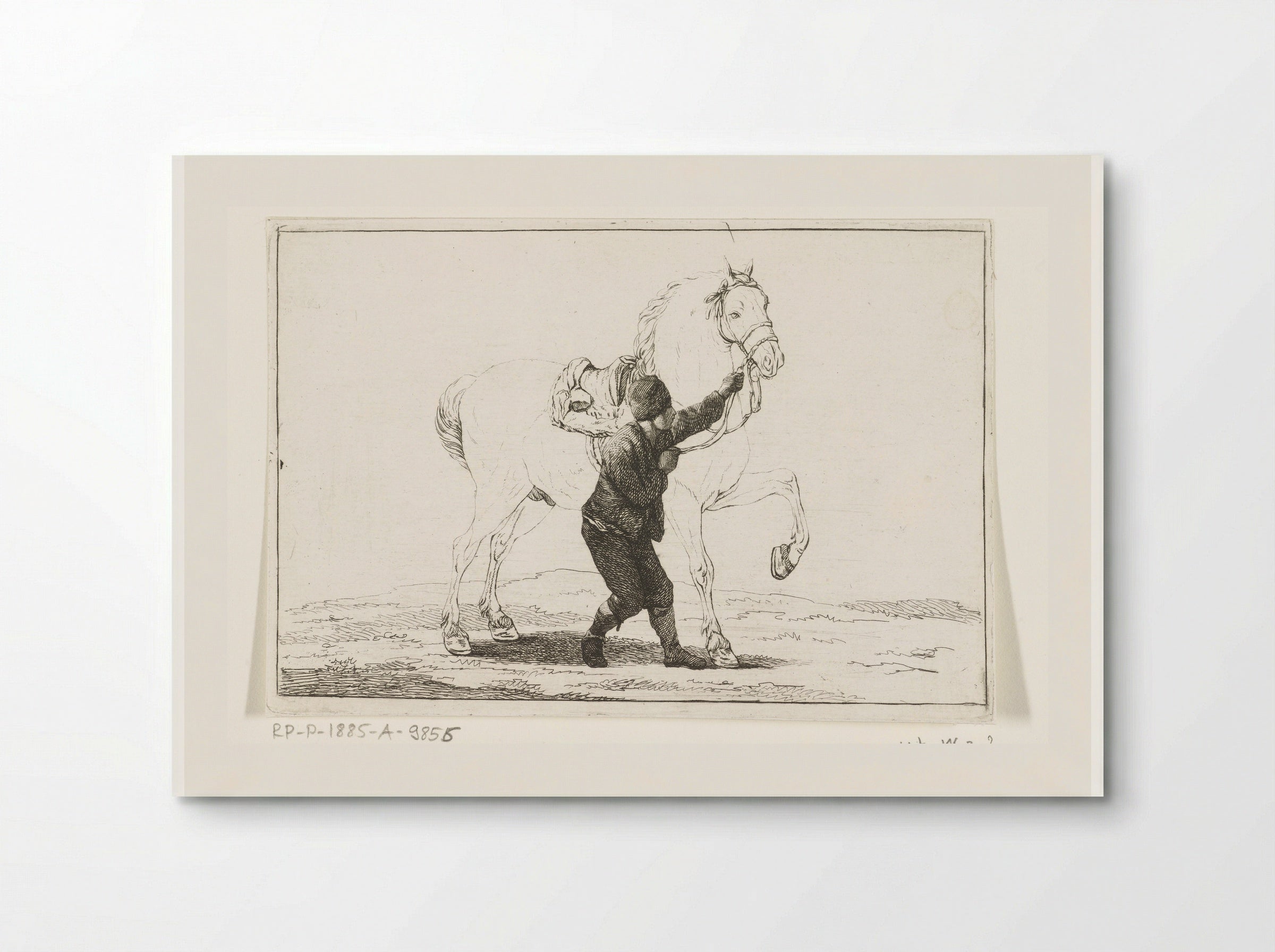 Een jongen houdt een paard aan de toom - Joannes Bemme - Poster