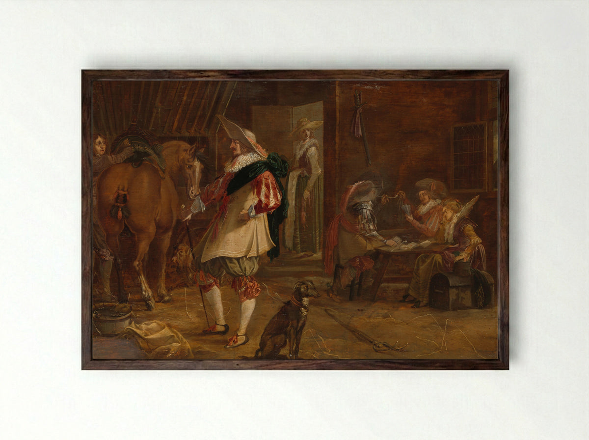 Een kortegaard - F. Jansen - Framed Print Dark Wood