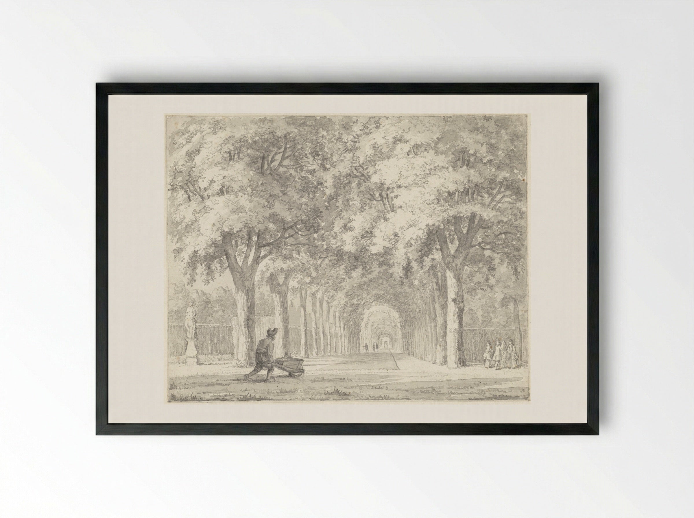Een laan op een buitenplaats (Velserbeek?) - Johann Goll van Frankenstein (I) - Framed Print Black