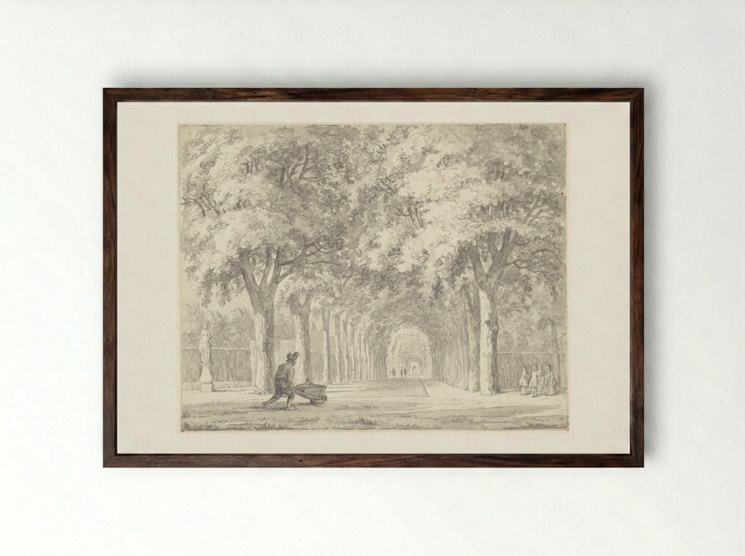 Een laan op een buitenplaats (Velserbeek?) - Johann Goll van Frankenstein (I) - Framed Print Dark Wood
