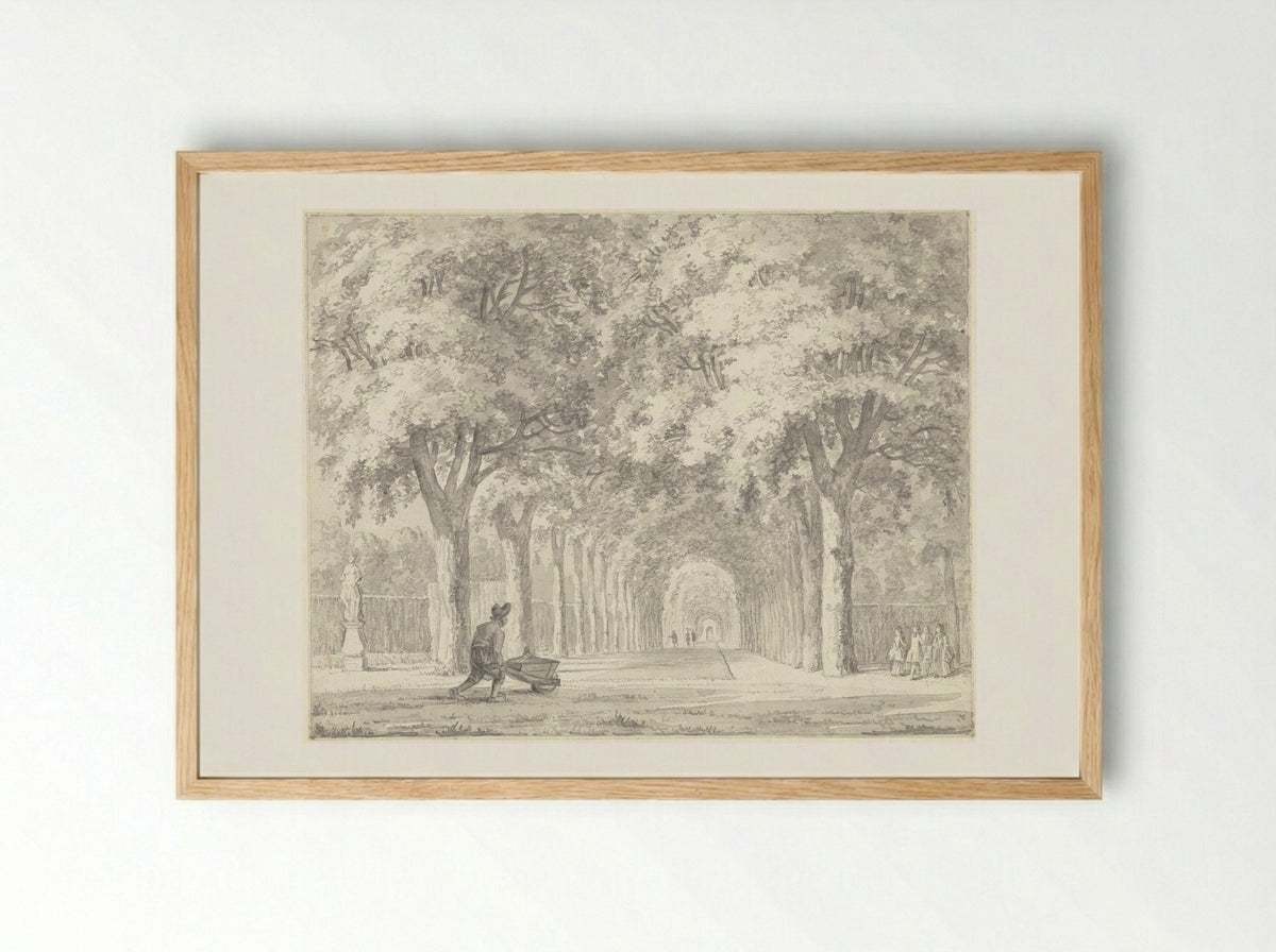 Een laan op een buitenplaats (Velserbeek?) - Johann Goll van Frankenstein (I) - Framed Print Wood