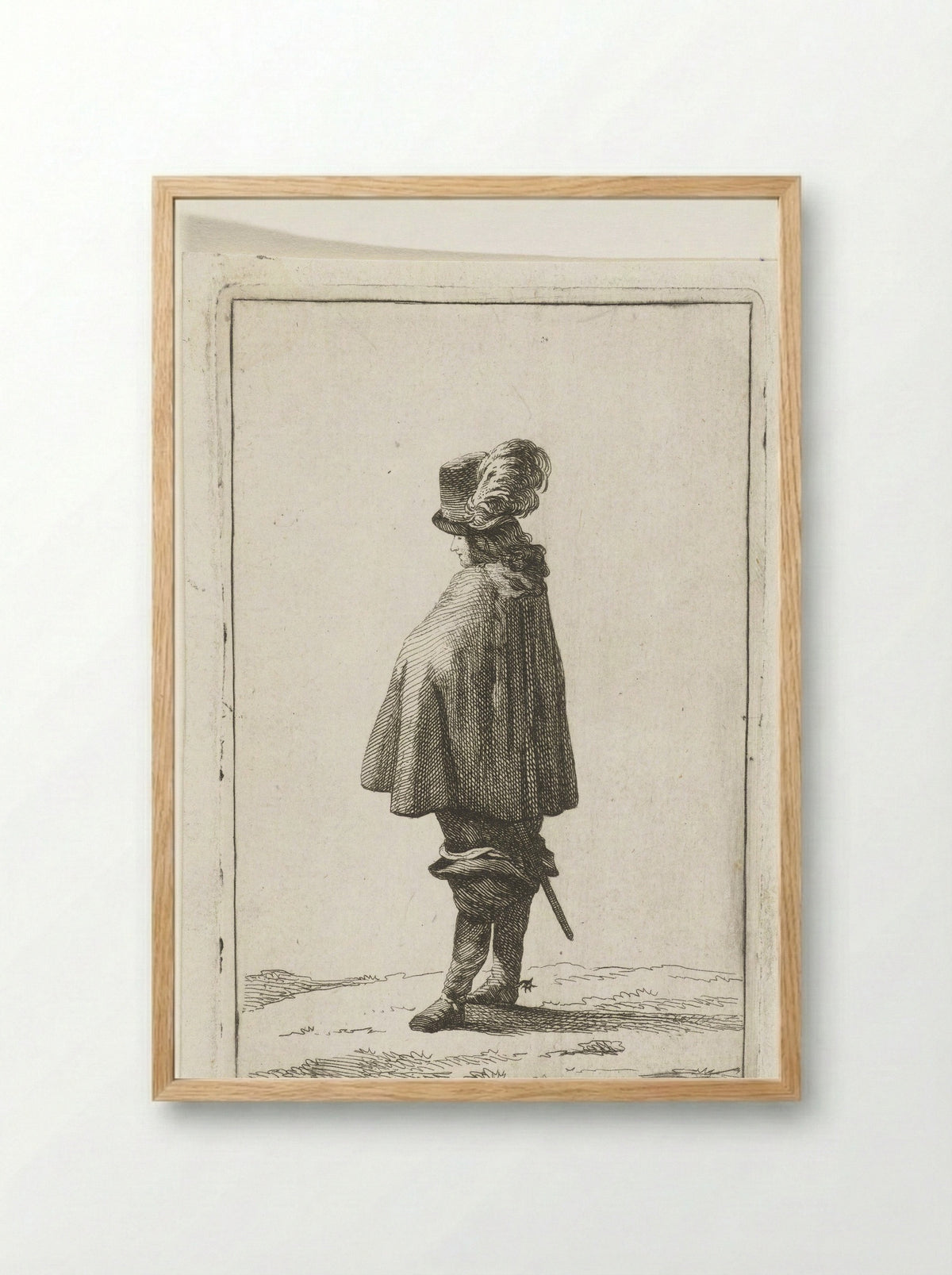 Een man met hoed op de rug gezien - Joannes Bemme - Framed Print Wood