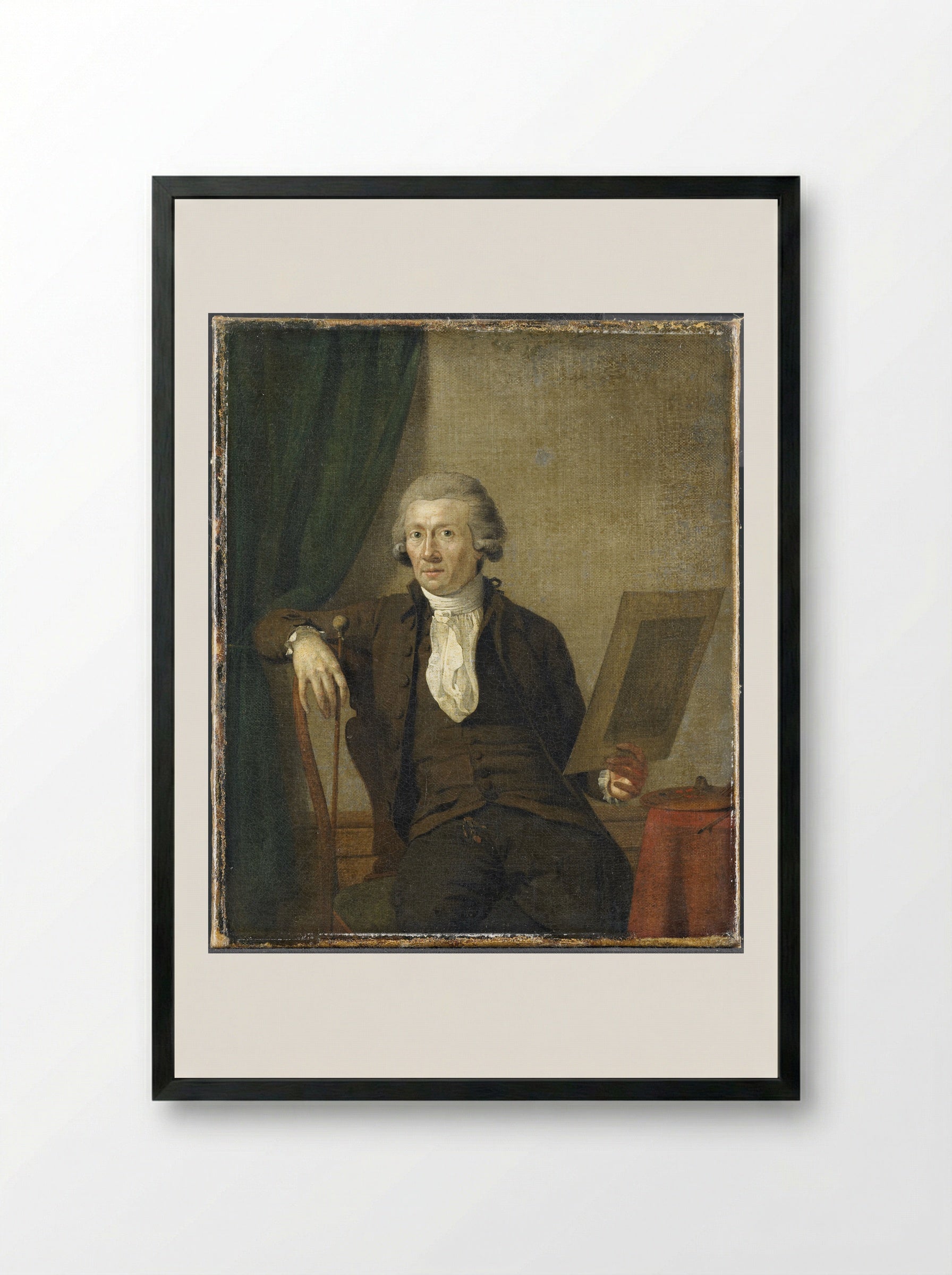 Een man schrijvend aan zijn lessenaar - Jan Ekels (II) - Framed Print Black