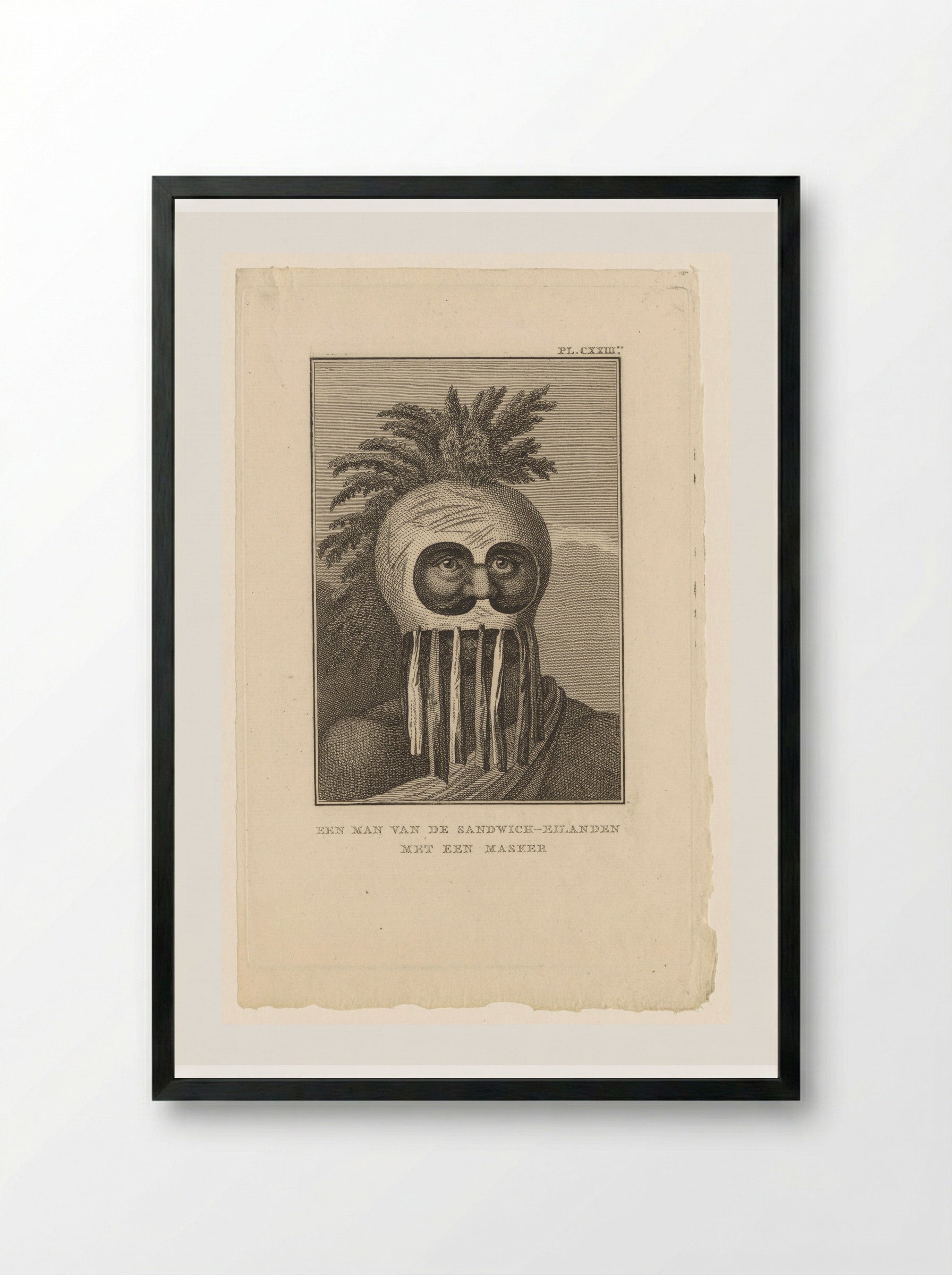 Een man van de Sandwich-eilanden met een masker - Diverse Vervaardigers - Framed Print Black