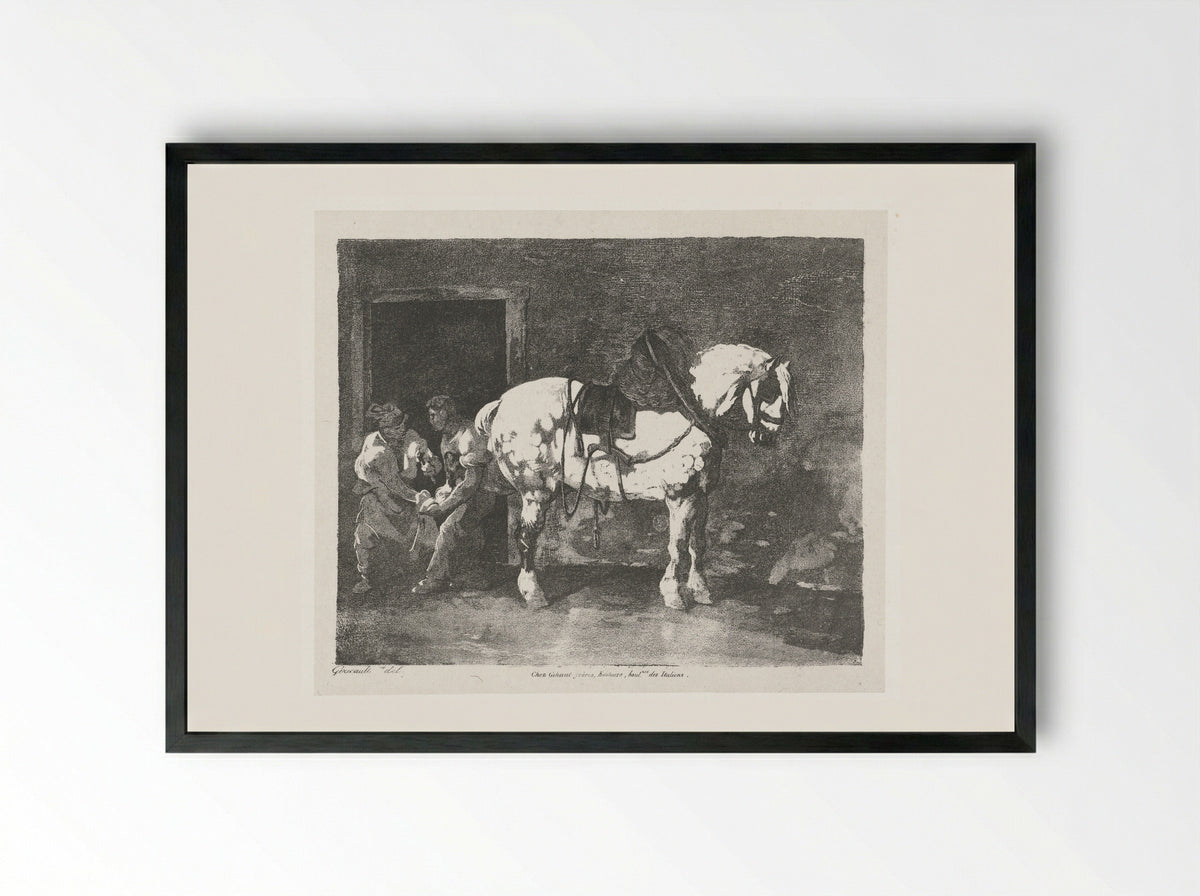Een paard wordt beslagen (The Farrier) - François Jean Villain - Framed Print Black