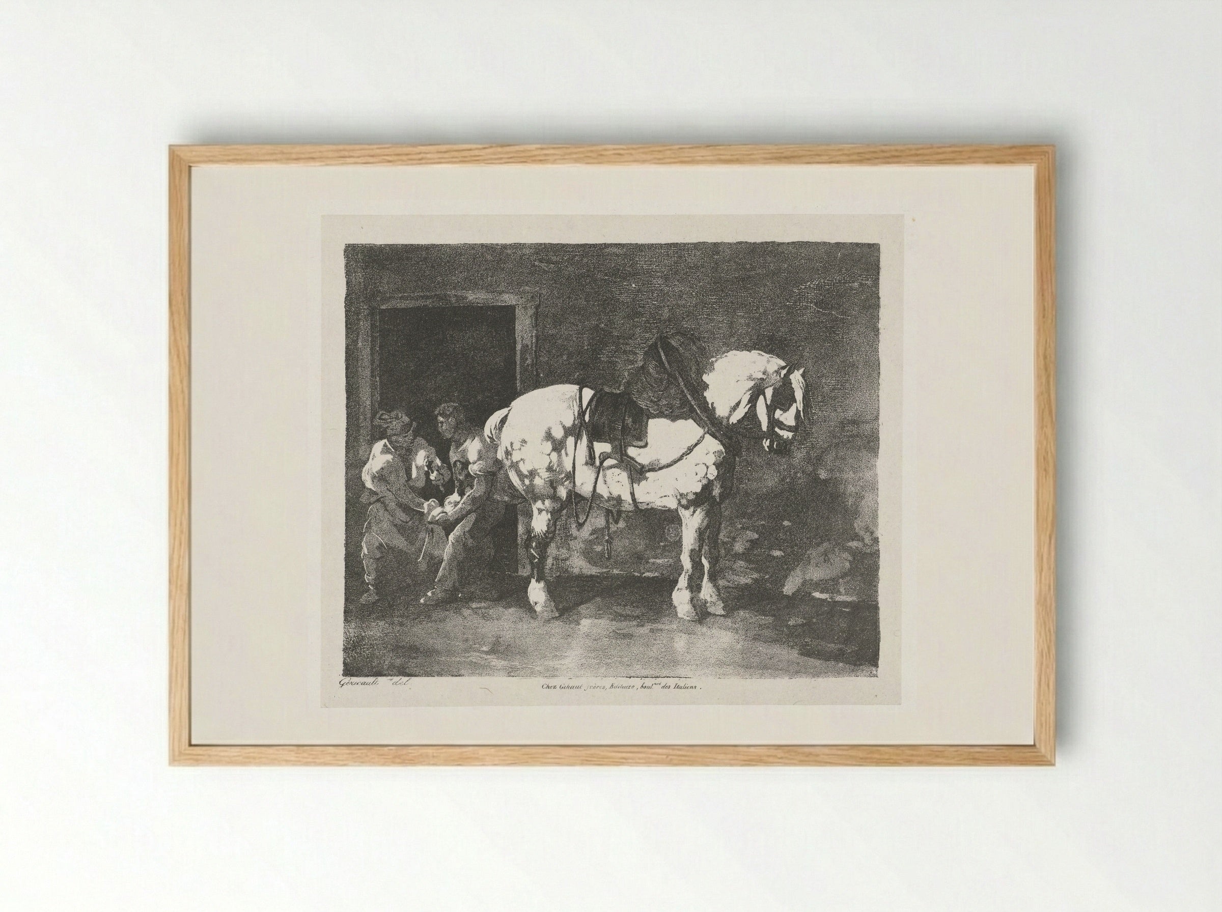 Een paard wordt beslagen (The Farrier) - François Jean Villain - Framed Print Wood
