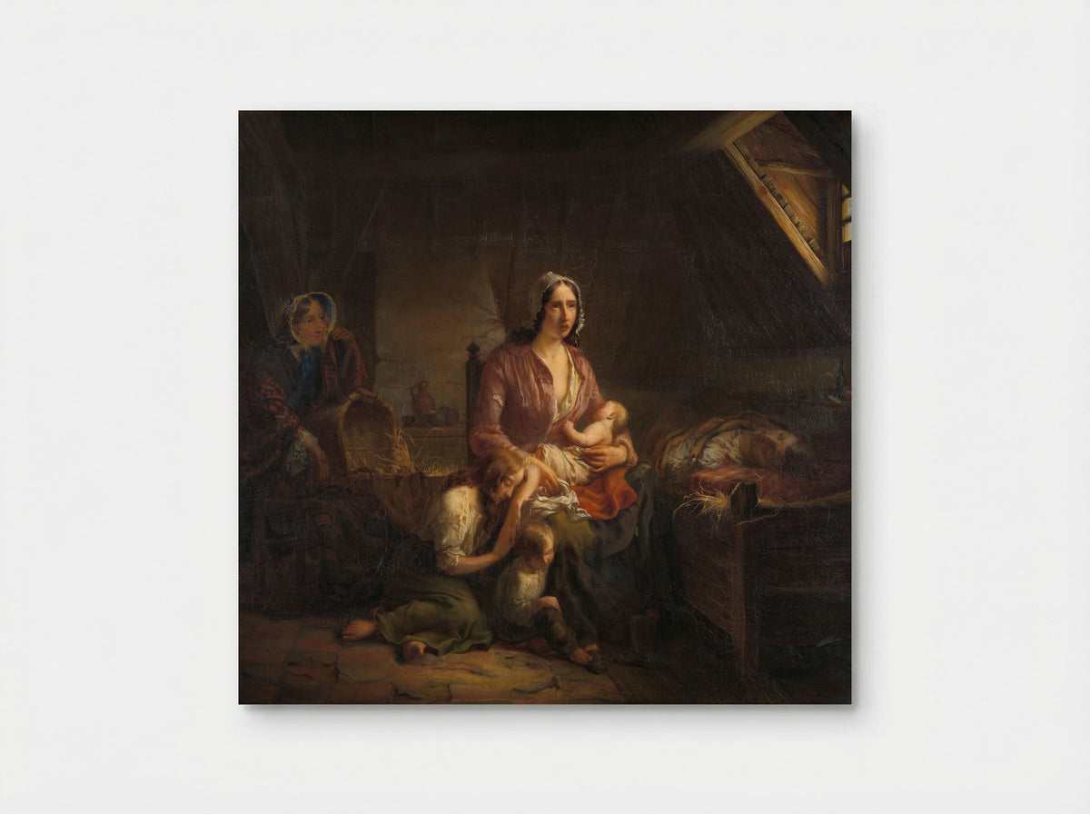Een rijke dame bezoekt een arm huisgezin - Gerardus Terlaak - Poster