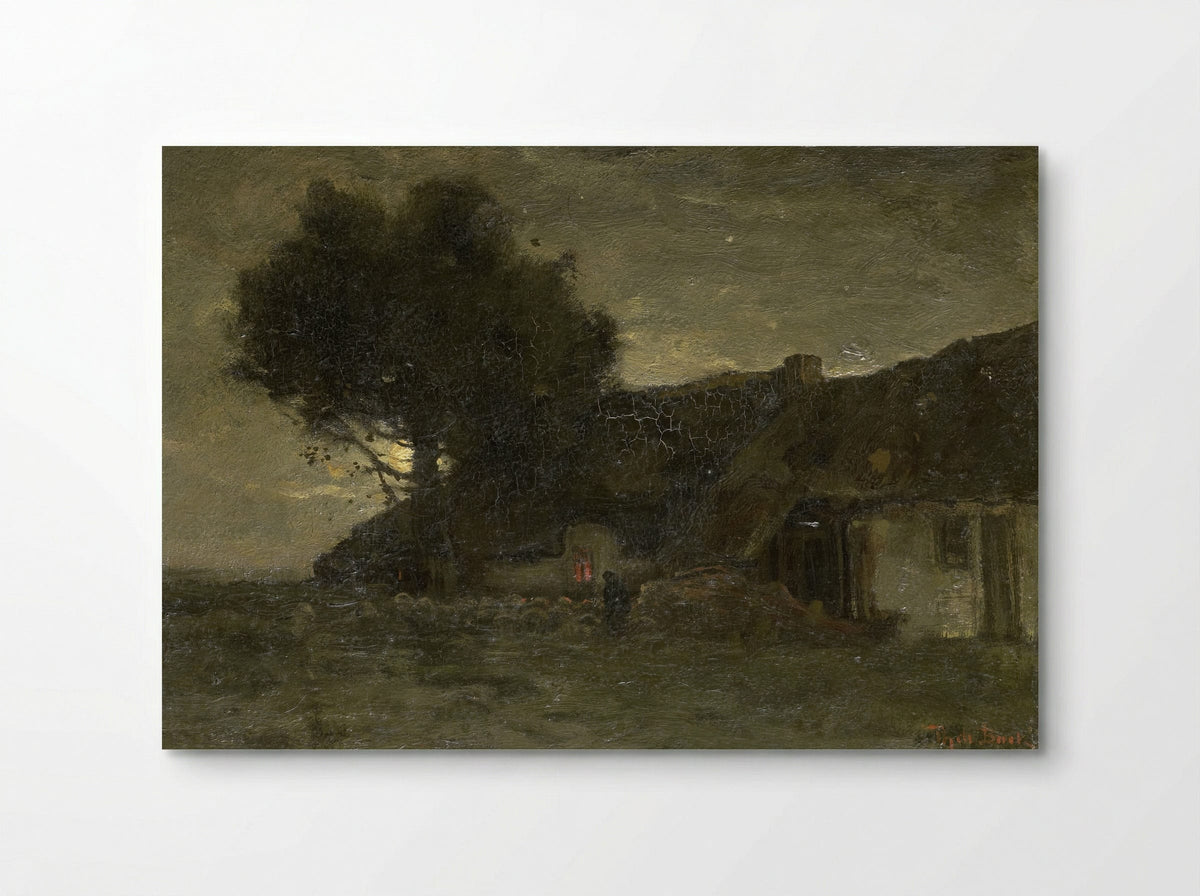 Een schaapskooi bij avondlicht - Théophile de Bock - Poster
