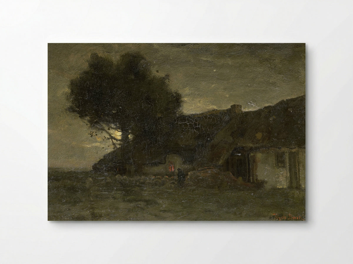 Een schaapskooi bij avondlicht - Théophile de Bock - Poster