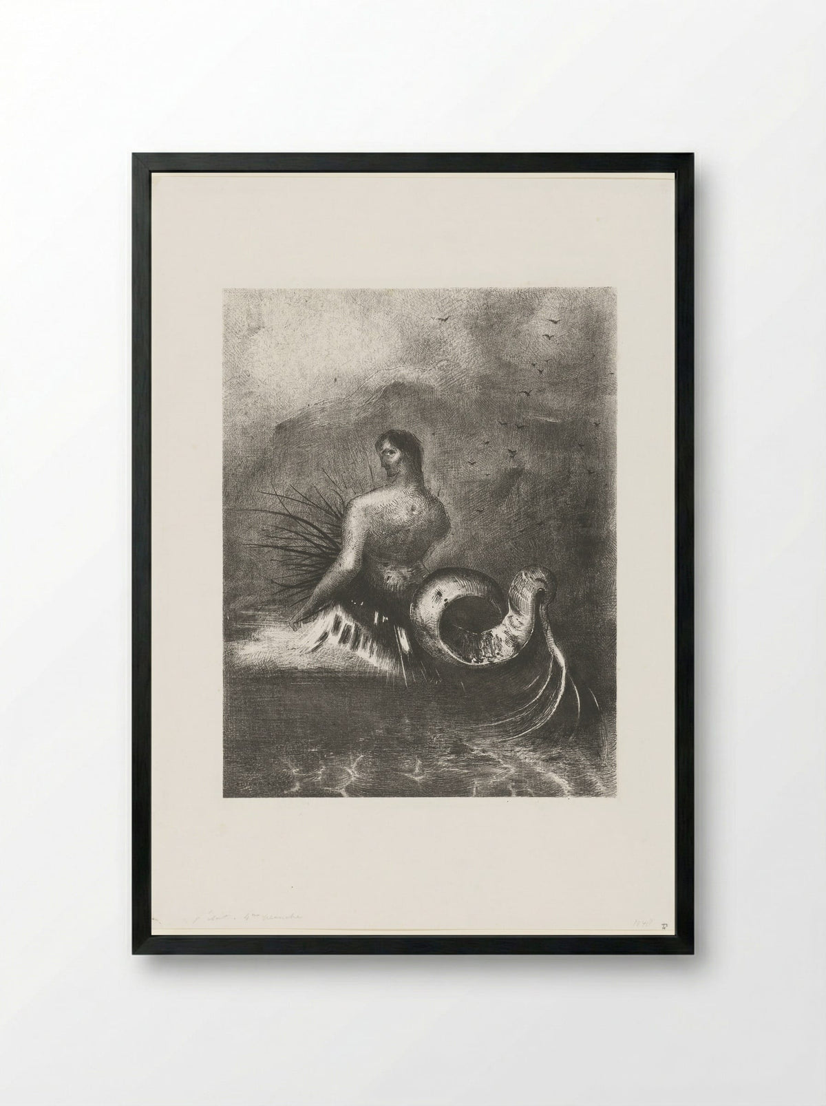 Een sirene boven de zee - Alfred Lemercier - Framed Print Black