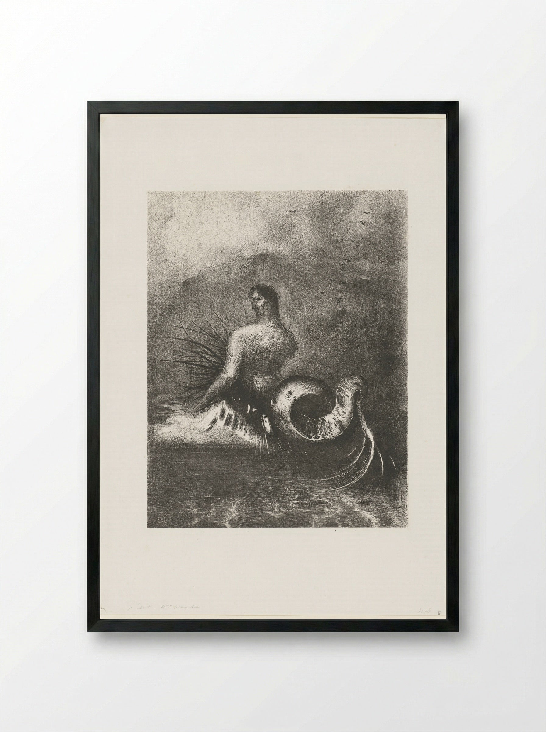 Een sirene boven de zee - Alfred Lemercier - Framed Print Black