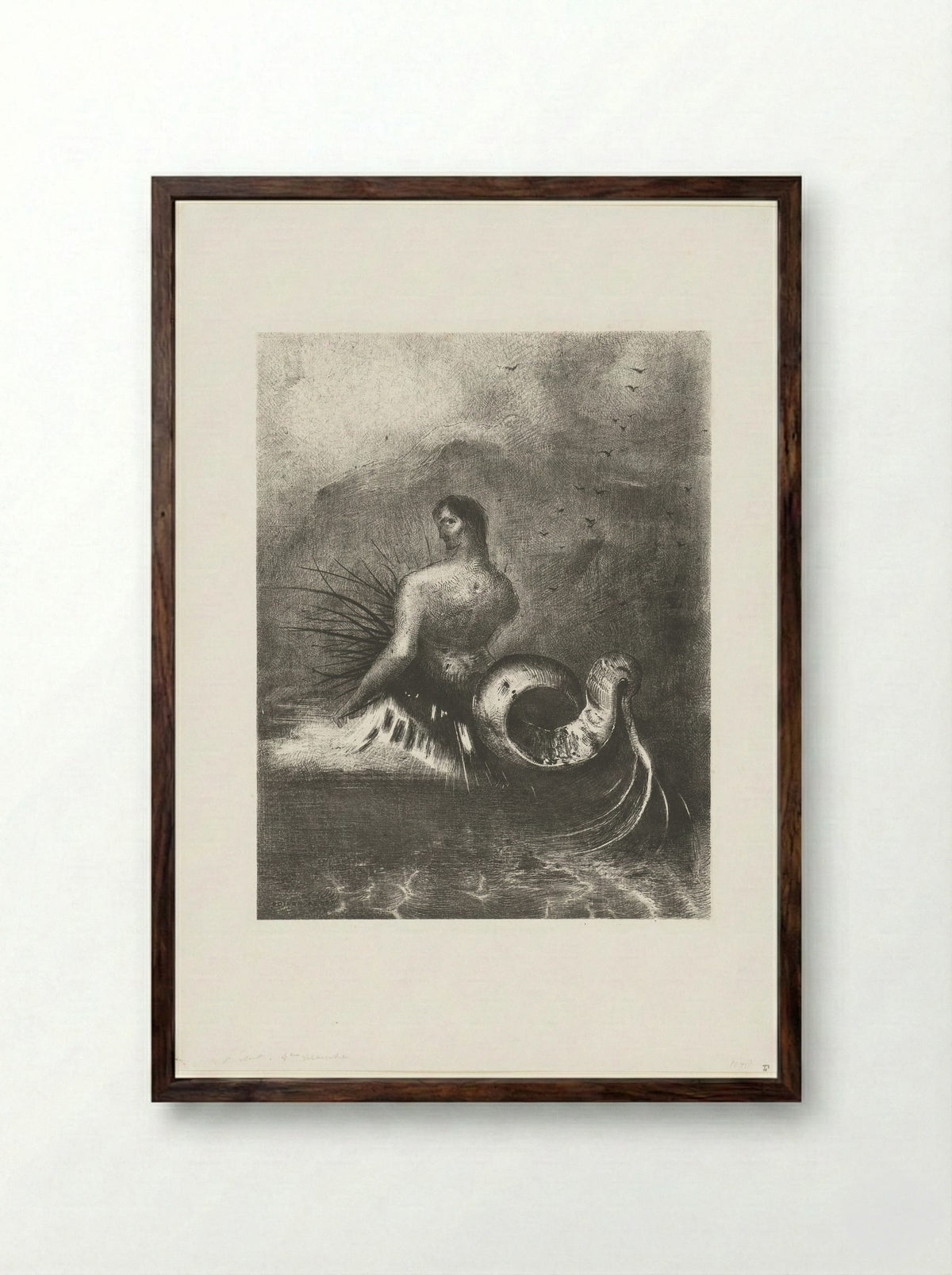 Een sirene boven de zee - Alfred Lemercier - Framed Print Dark Wood