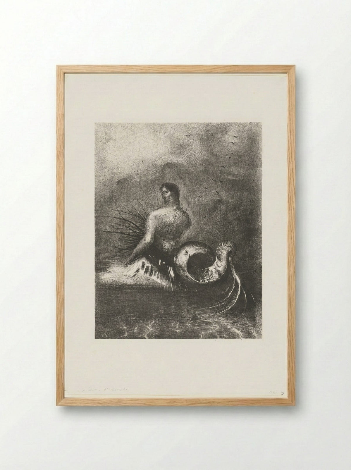 Een sirene boven de zee - Alfred Lemercier - Framed Print Wood