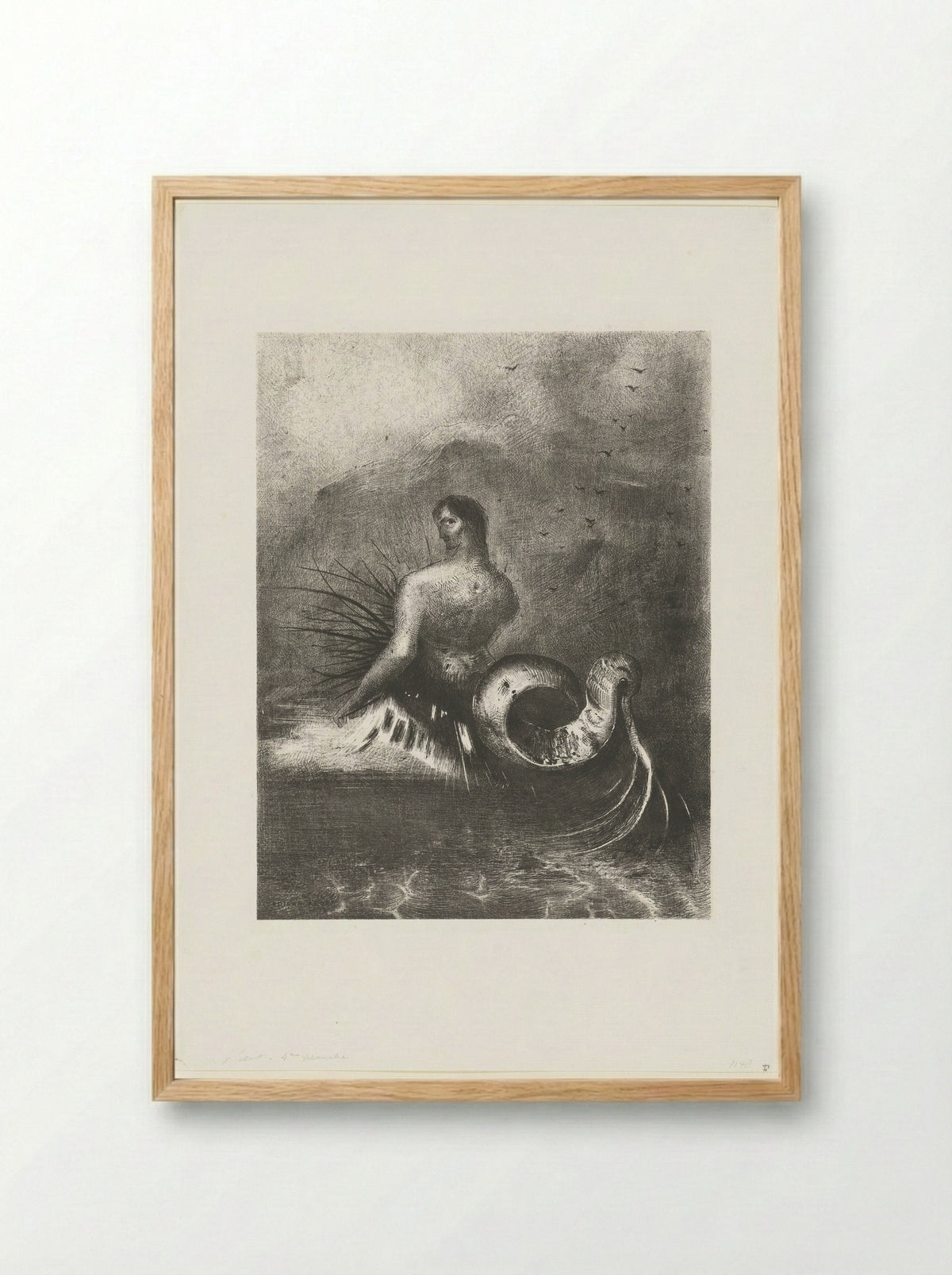Een sirene boven de zee - Alfred Lemercier - Framed Print Wood