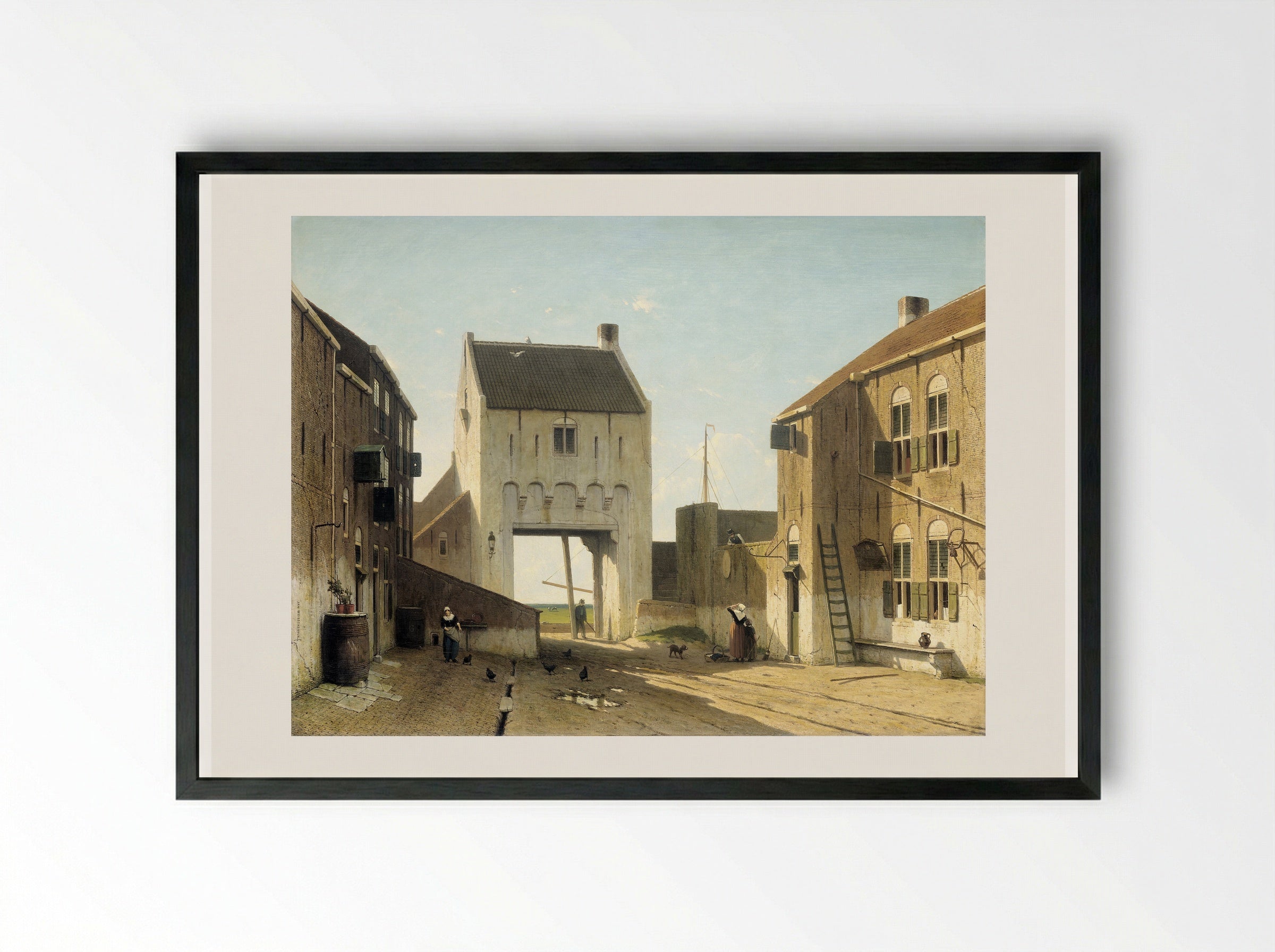 Een stadspoort in Leerdam - Jan Weissenbruch - Framed Print Black