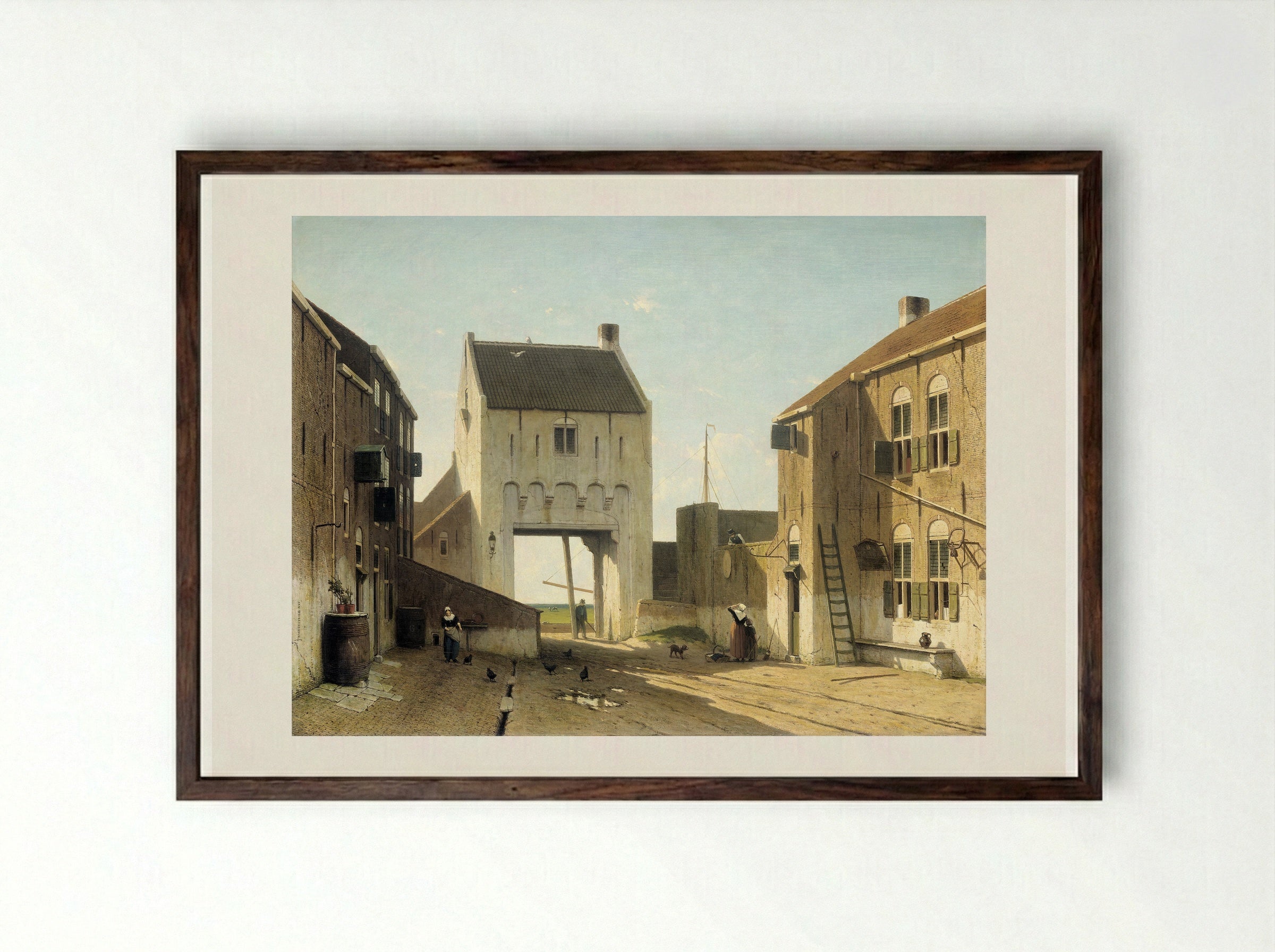 Een stadspoort in Leerdam - Jan Weissenbruch - Framed Print Dark Wood