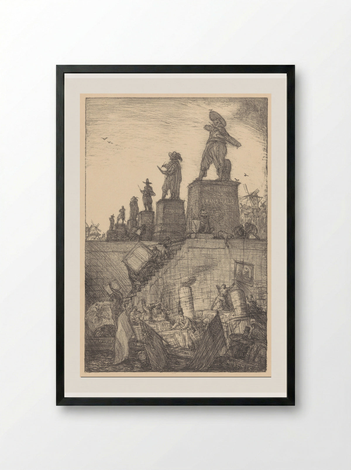 Een standbeeld voor Frans Hals - Marius Bauer - Framed Print Black