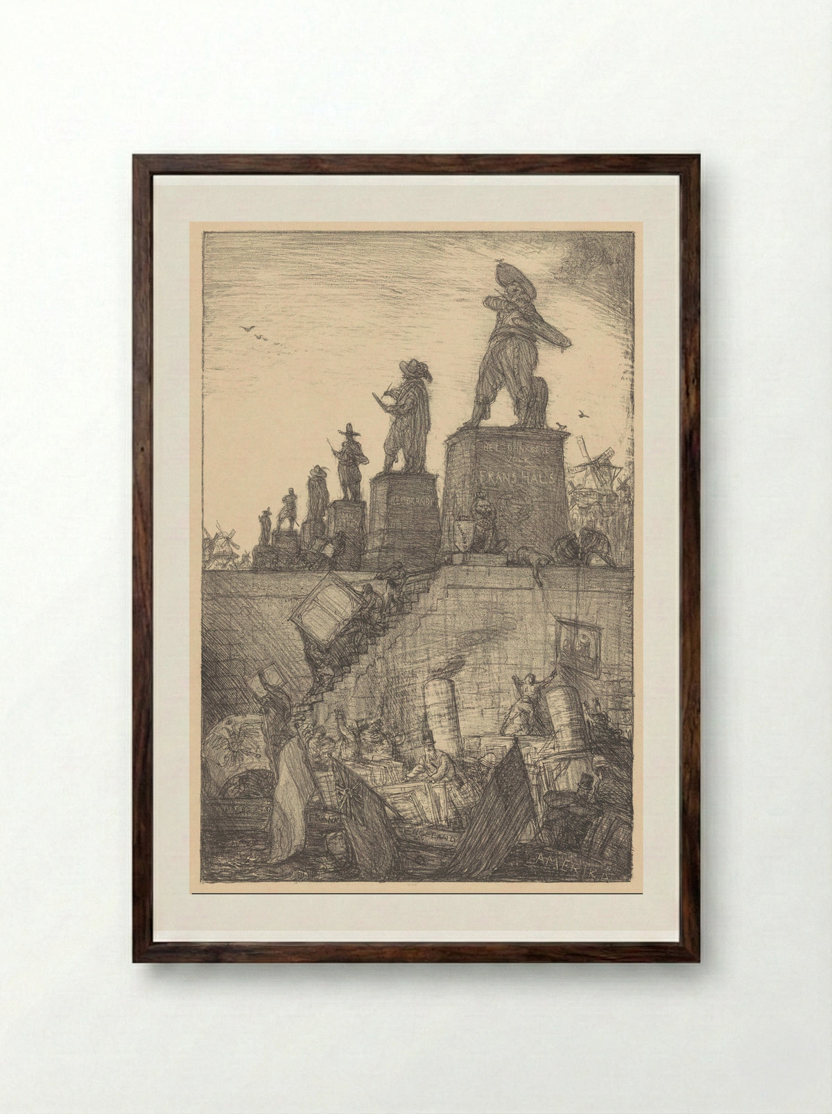 Een standbeeld voor Frans Hals - Marius Bauer - Framed Print Dark Wood