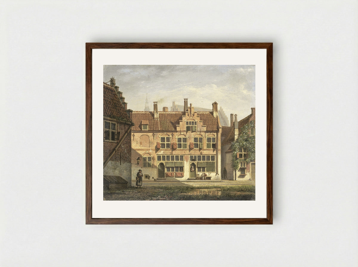 Een straat in Amersfoort - Johannes Jelgerhuis - Framed Print Dark Wood
