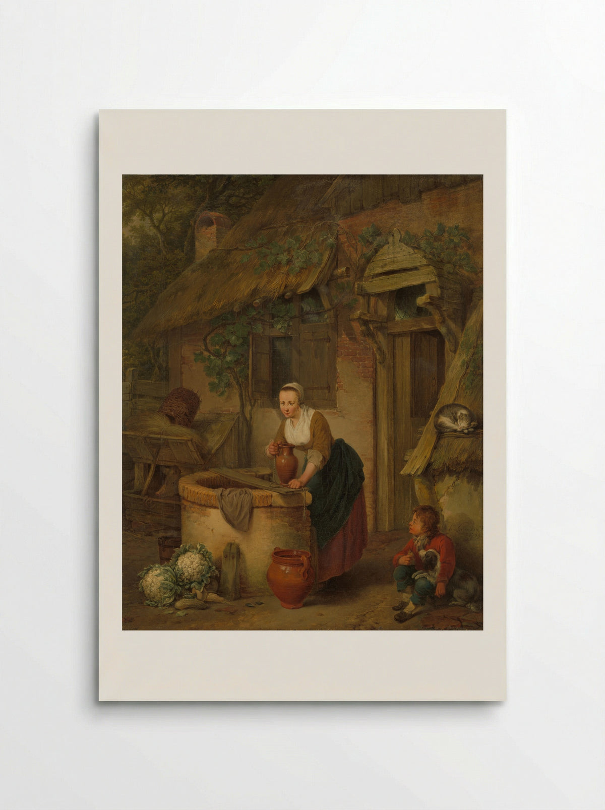 Een vrouw bij een waterput - Jacobus Johannes Lauwers - Poster