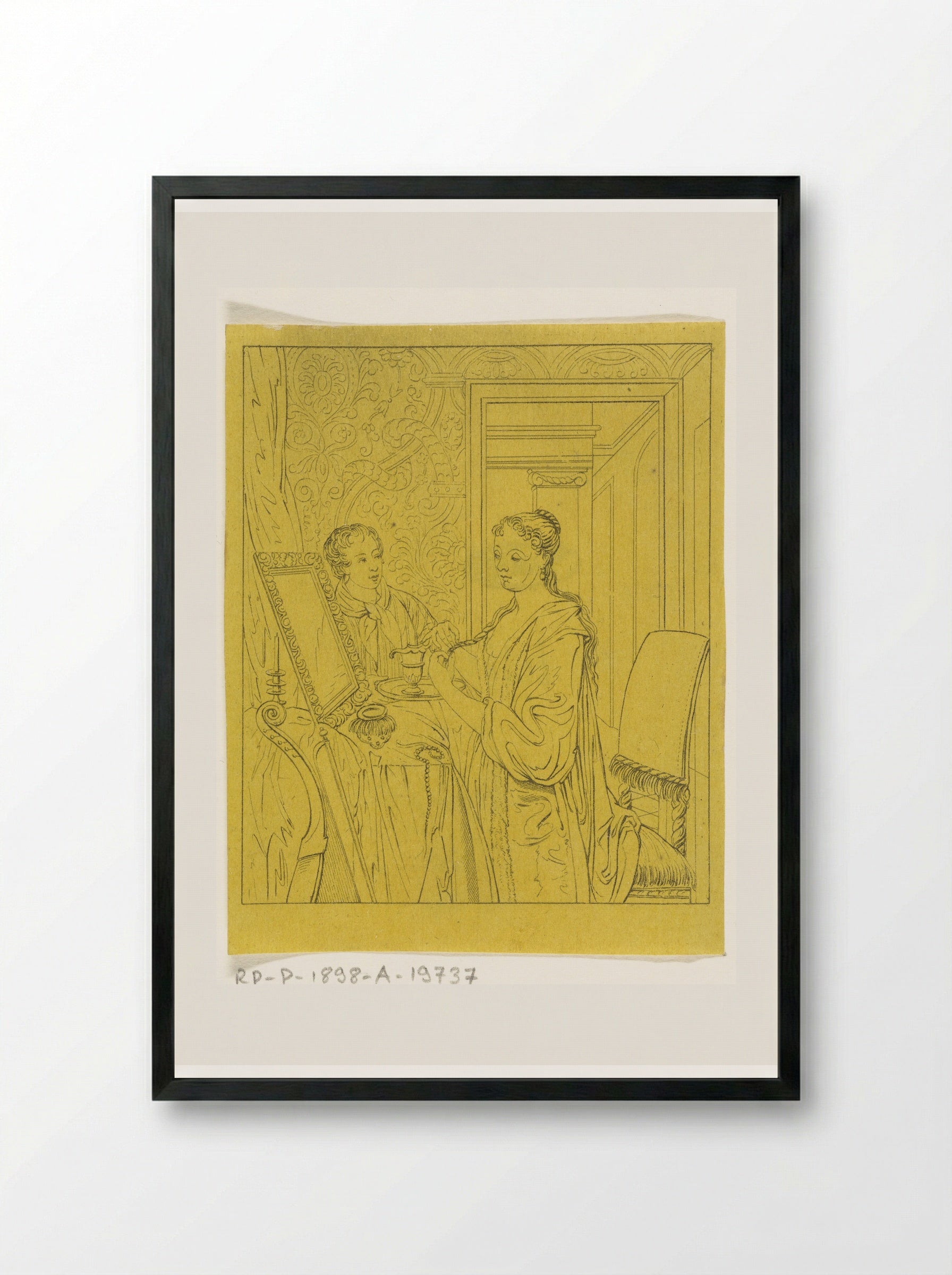 Een vrouw bij haar toilet - Joannes Bemme - Framed Print Black