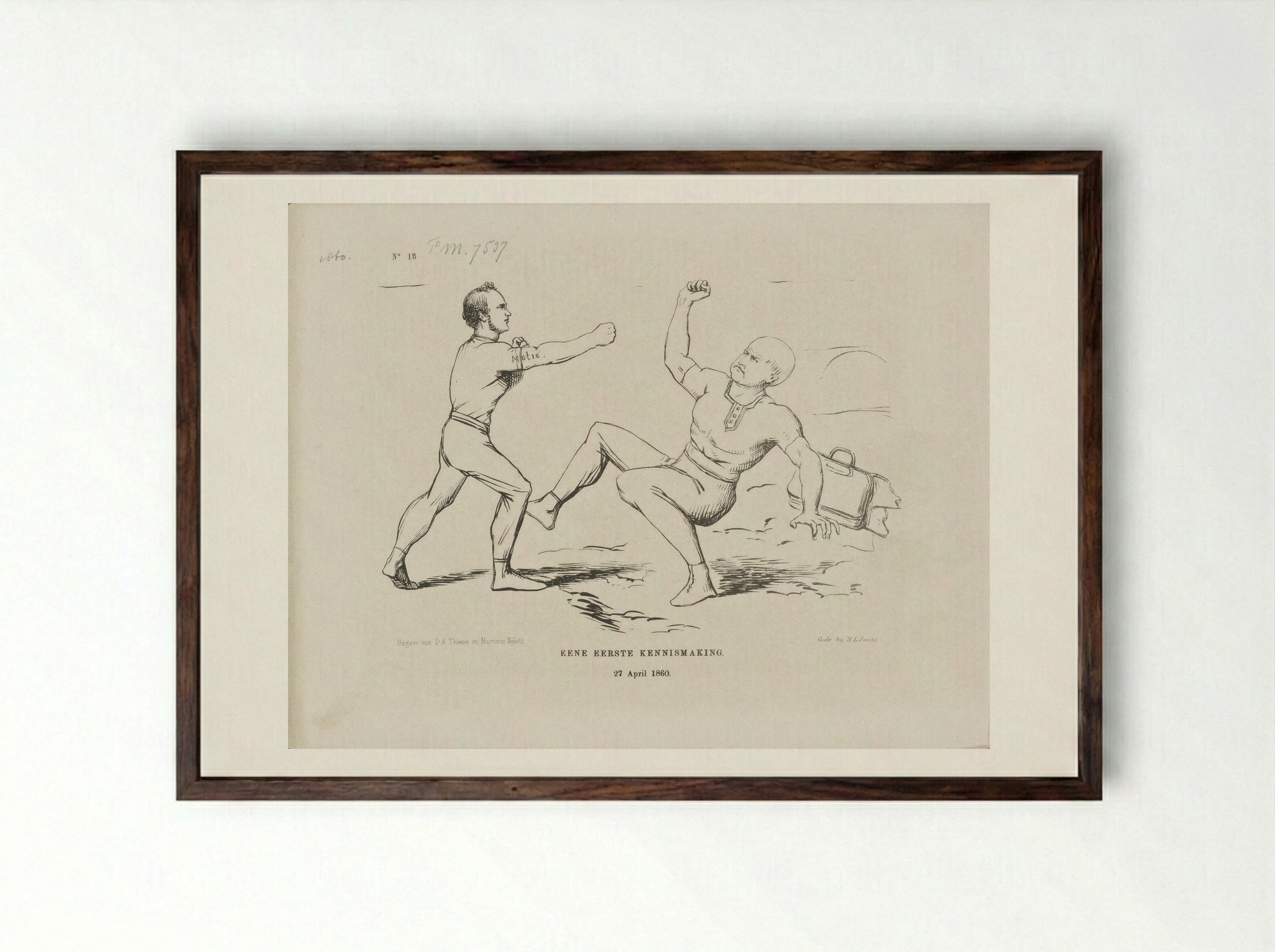 Eene Eerste Kennismaking - Johan Michaël Schmidt Crans - Framed Print Dark Wood